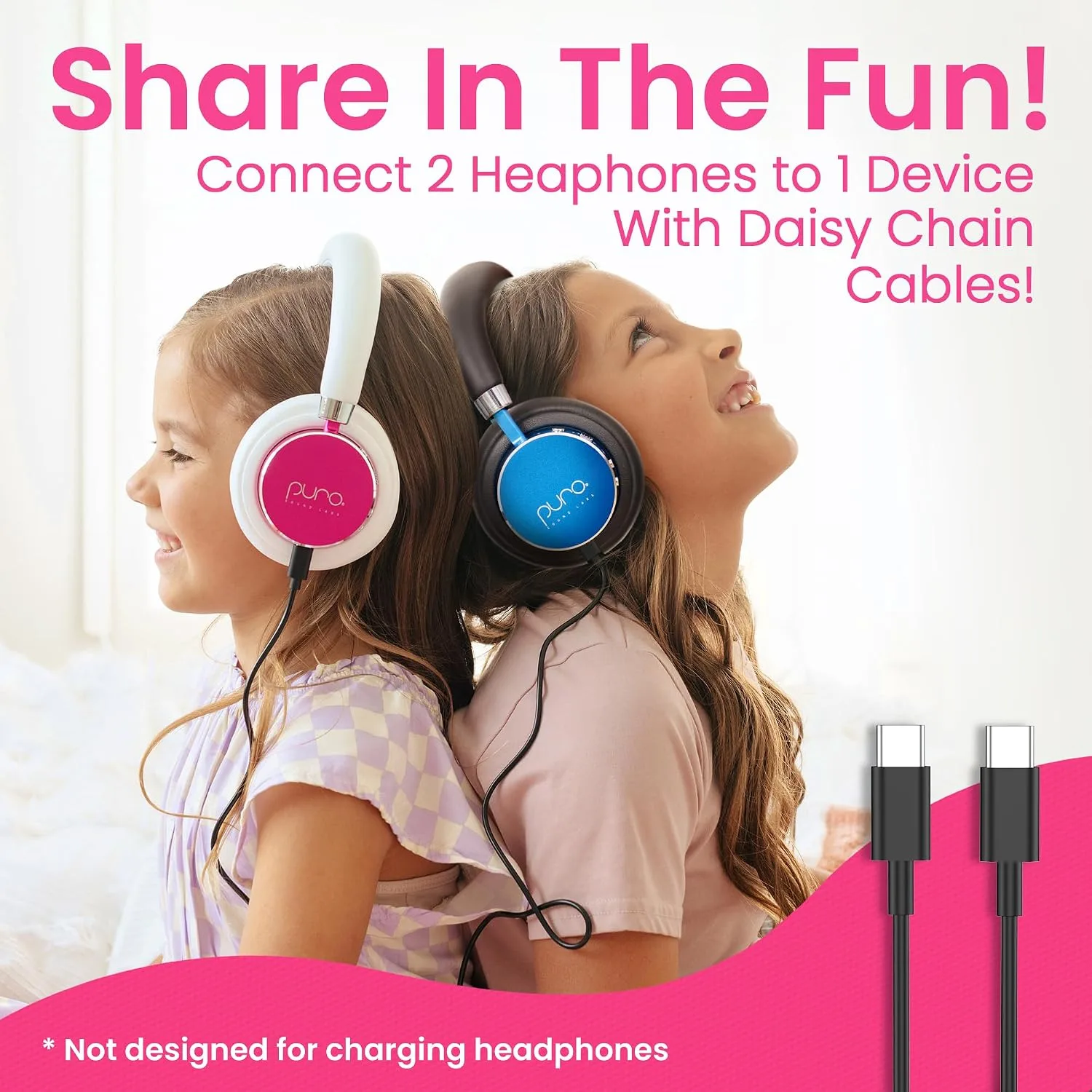 Puro Sound Labs - Kids Headphones, Volume-Limiting 85dB, BT2200 Plus, Pink