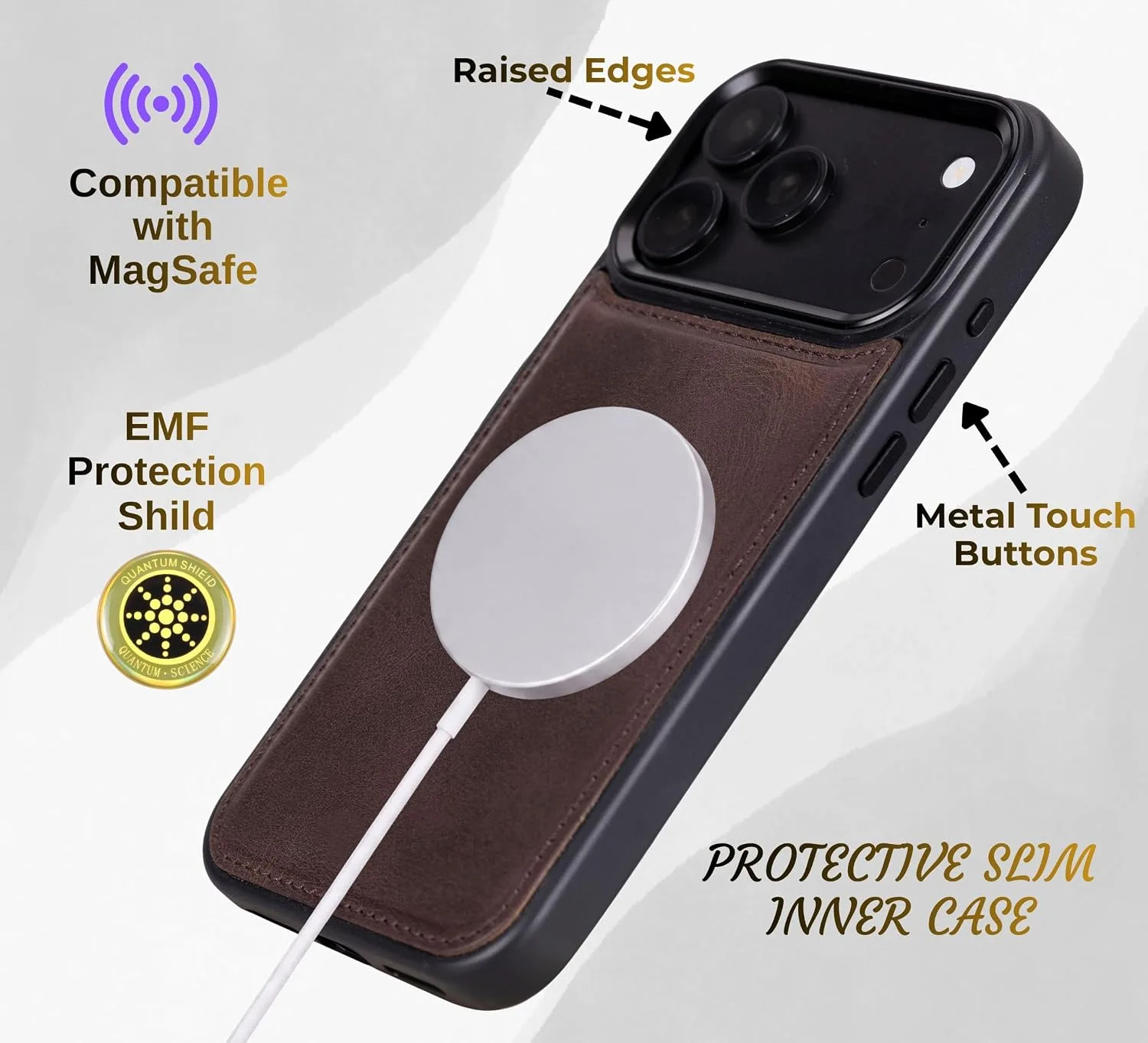 VENOULT Detachable Wallet Case for iPhone 18/17 Pro, Full Grain Leather