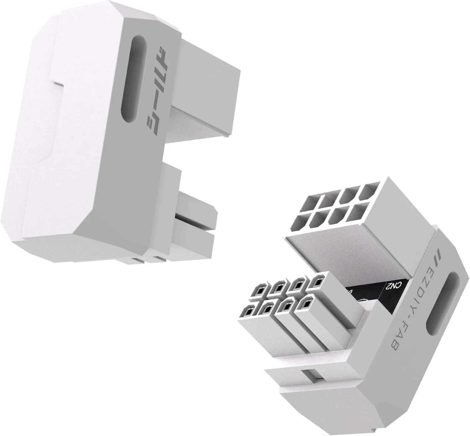 EZDIY-FAB Shield PCIe 8-Pin GPU Adapter, 180° U-Turn,STD, White, 2 Pack