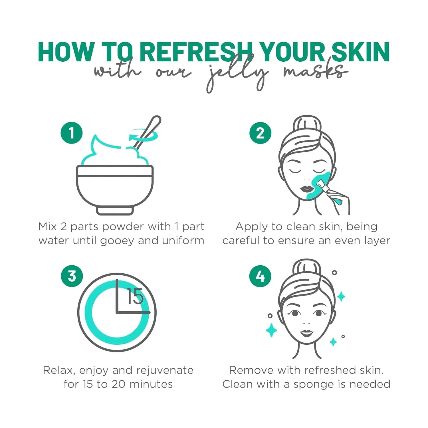 BRÜUN Peel-Off Peppermint Jelly Mask for Face Care – A 23 fl oz Rubber Mask Jar for 30 to 35 Treatments – A Skin Care Moisturizing Gel Mask of Spa Set for Men, Women and Adults