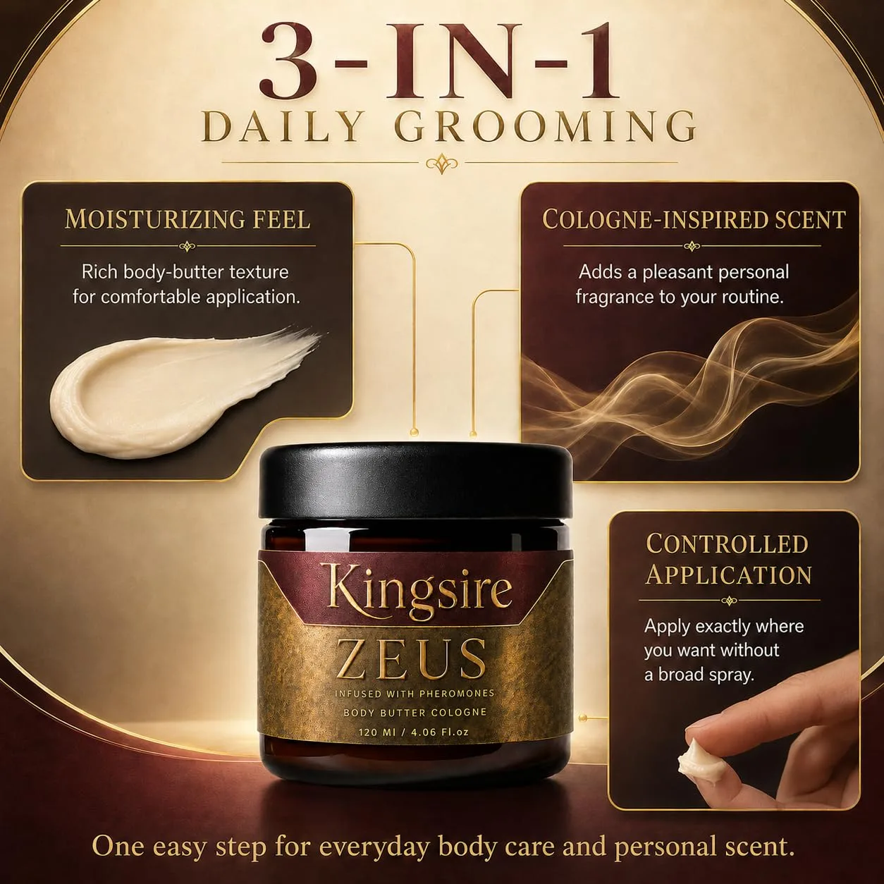 Kingsire Body Butter Cologne for Men, 120ml