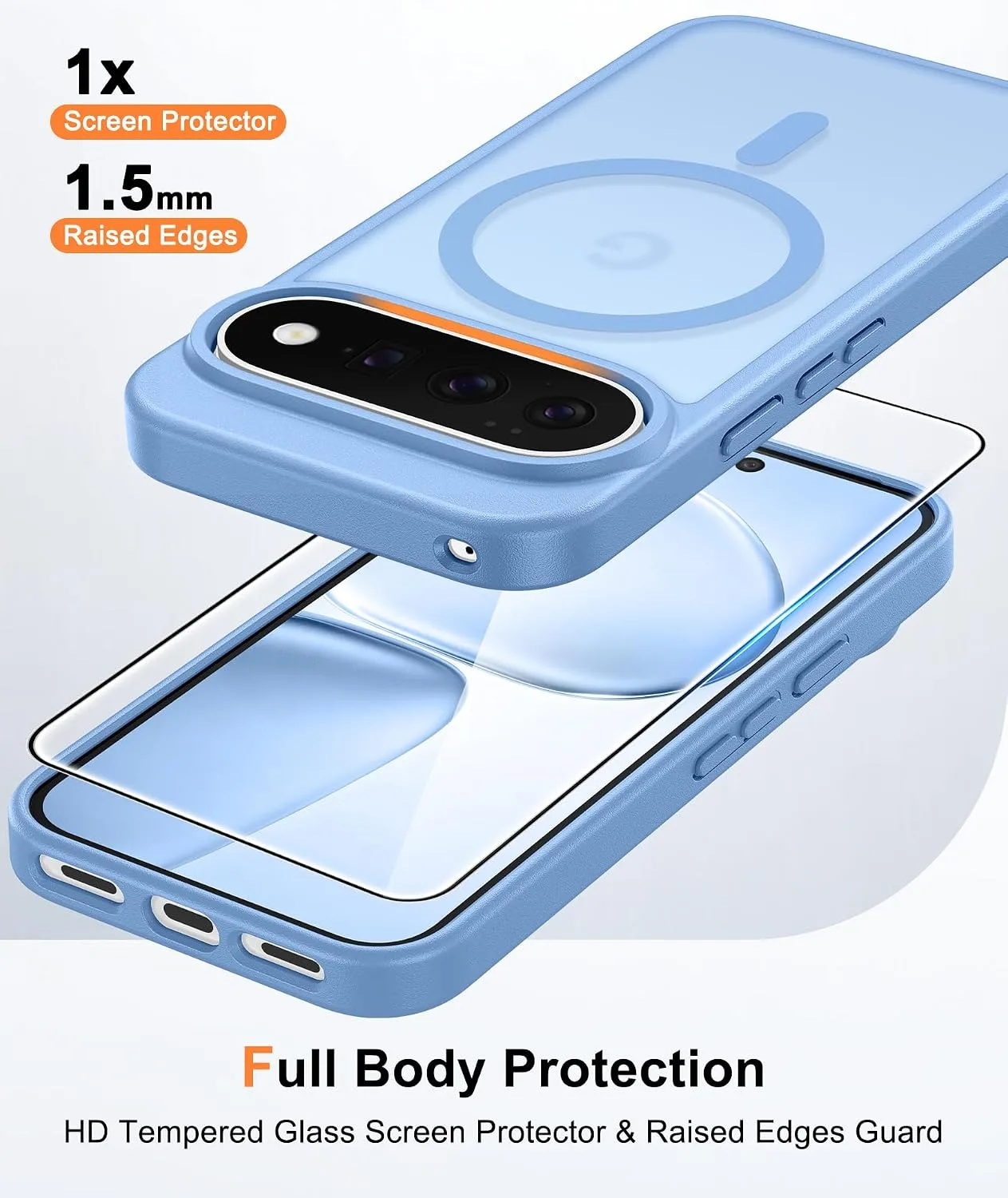 FNTCASE for Google Pixel 11 Pro XL Case Fit for MagSafe Light Blue