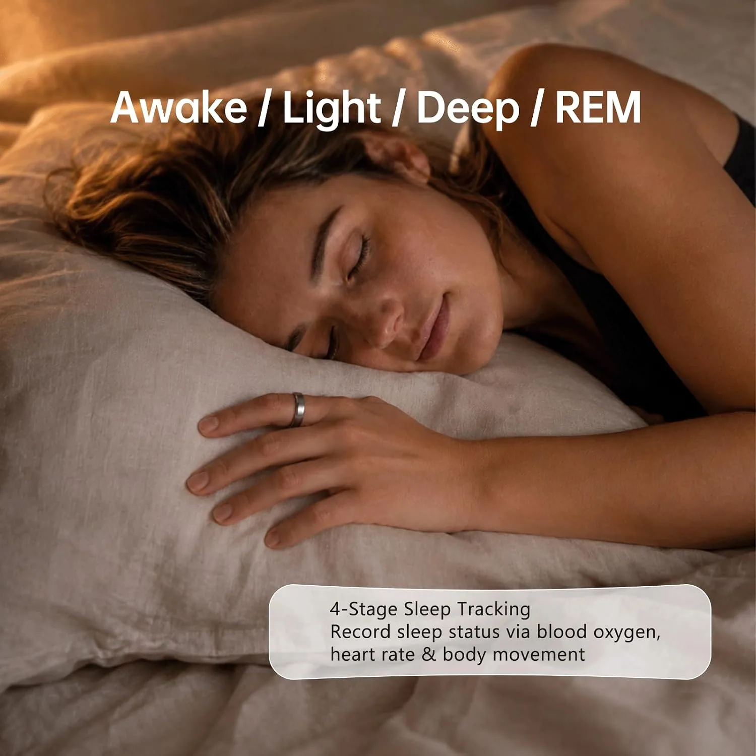 DAWEI Smart Ring Blood Oxygen Level Tracking Sleep Heart Rate