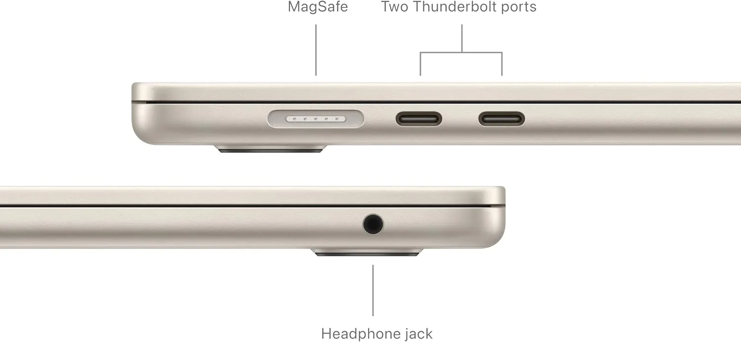 Apple 2024 MacBook Air with Apple M3 Chip, 15-inch, 8GB RAM, 256GB SSD Storage, QWERTY English, Starlight (Renewed)