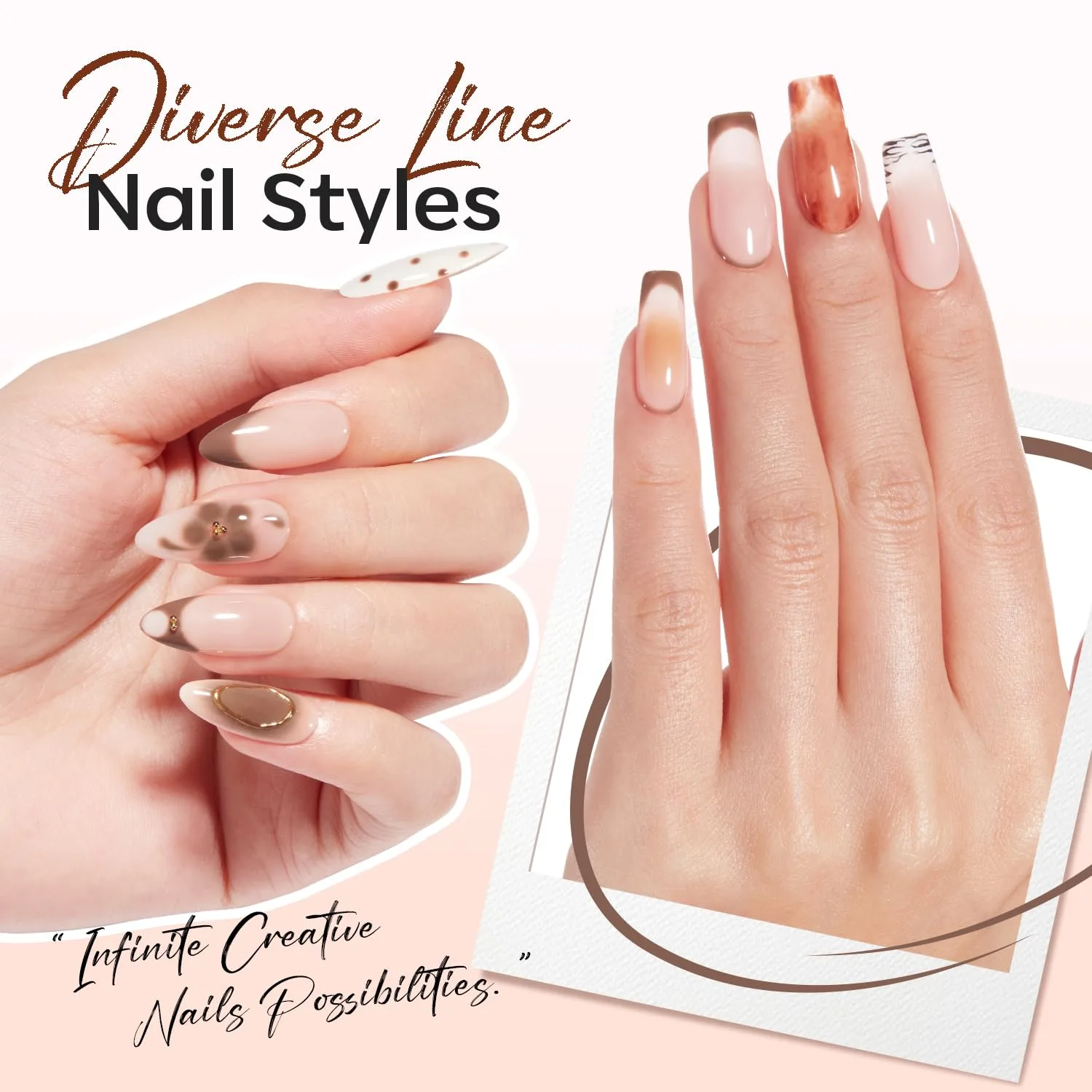 modelones Brown French Tip Liner Gel Polish 15ml Nail Art Detail Brush