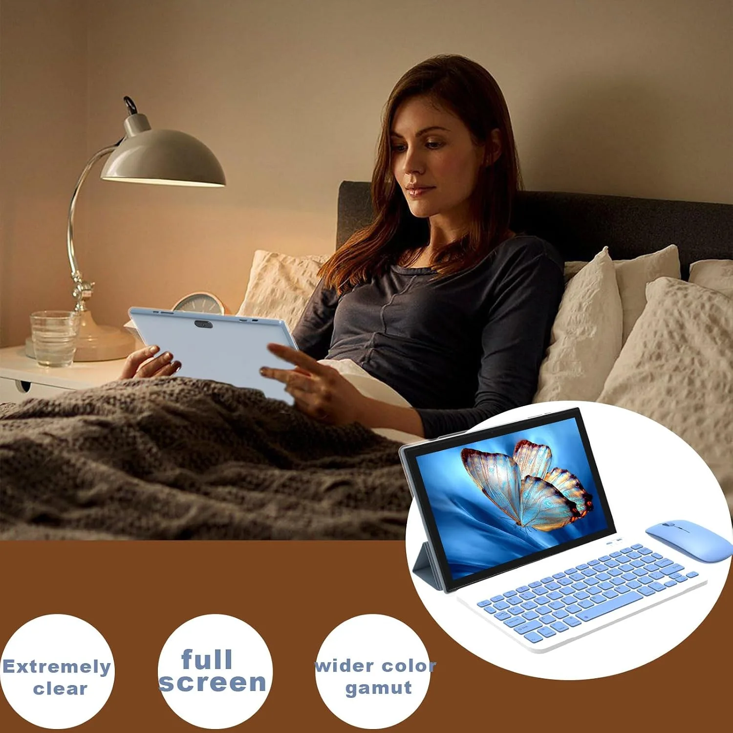 Tablet 2 in 1 Tablets 10 inch Android 15 Tablet Set with Keyboard Case Mouse Stylus Pen, 8GB+32GB Tablets 10.1" HD Touch Screen Tab, 2MP+8MP Dual Camera 6000mAh battery WiFi6 Bluetooth Tableta PC Blue