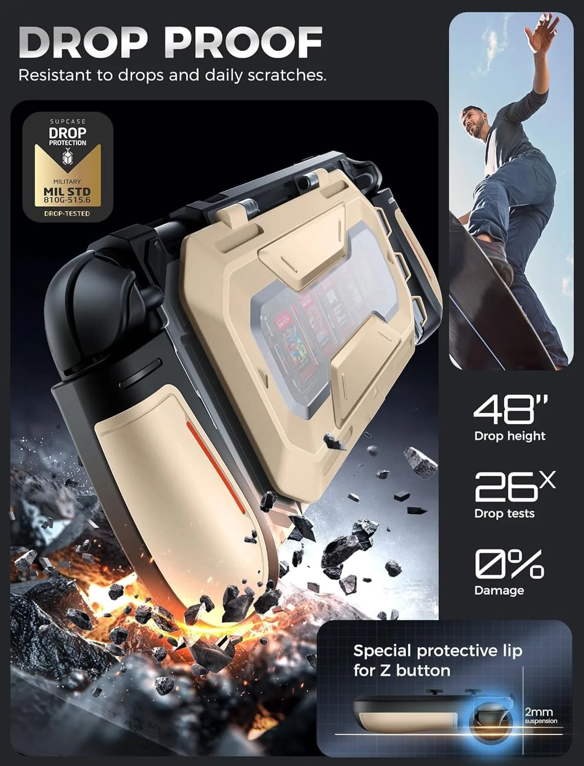 Mumba Titan Case for Nintendo Switch 2 with Kickstand & 7 Card Slots,Desert
