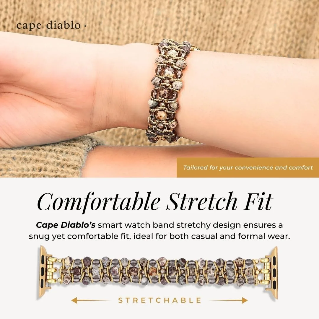 Cape Diablo Smart Watch Band for Women - Handmade Gemstone Strap - Compatible with 38mm-45mm Apple Faces