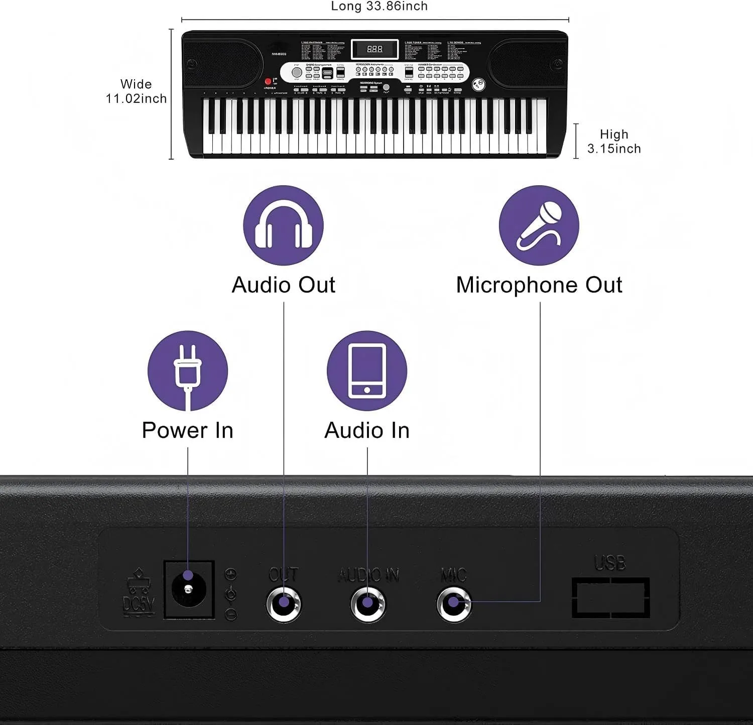 Garvee Electronic Keyboards Piano 61 Key, Portable Keyboards Piano with Microphone, Holder, Note Stickers for Beginners