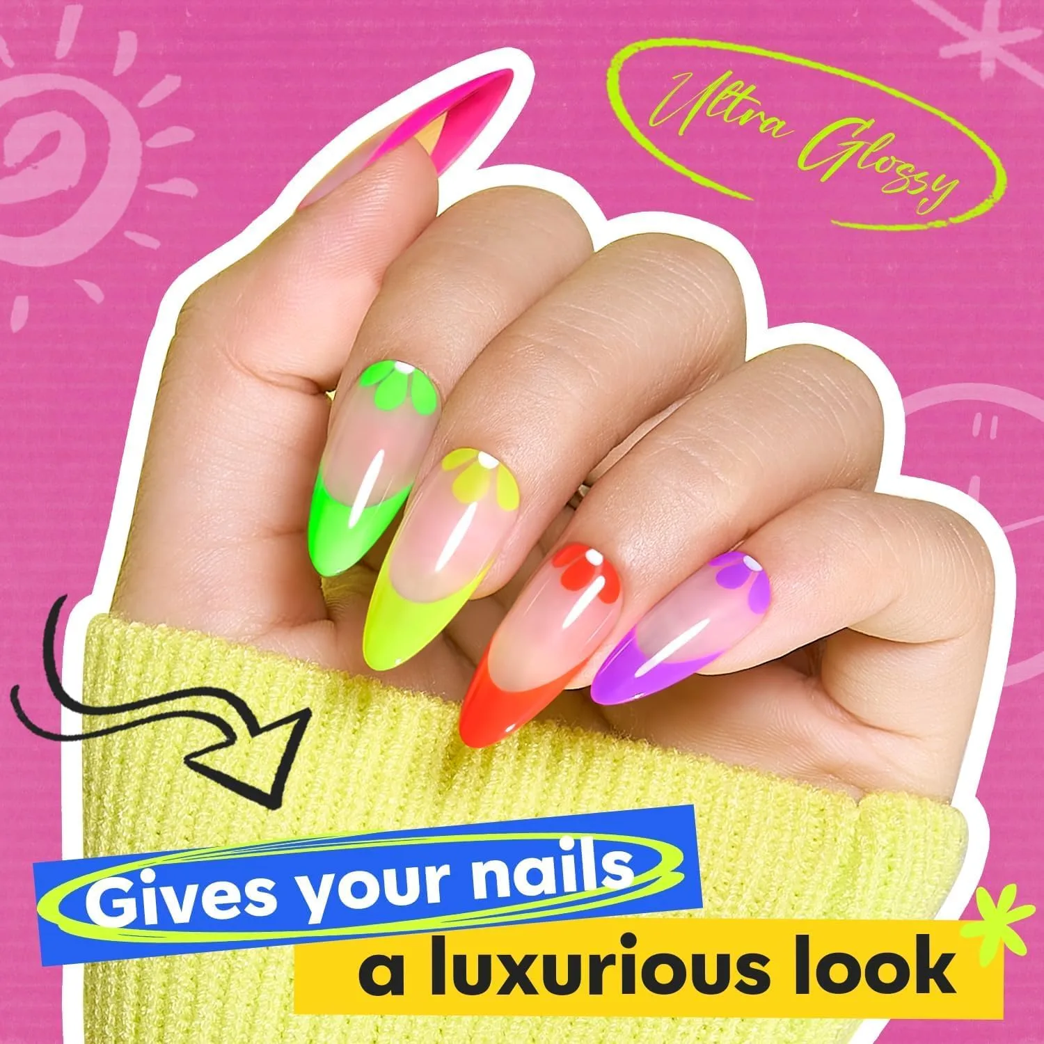 modelones Neon Nail Polish, 6 Colors Quick Dry Neon Pink Nail Polish Set