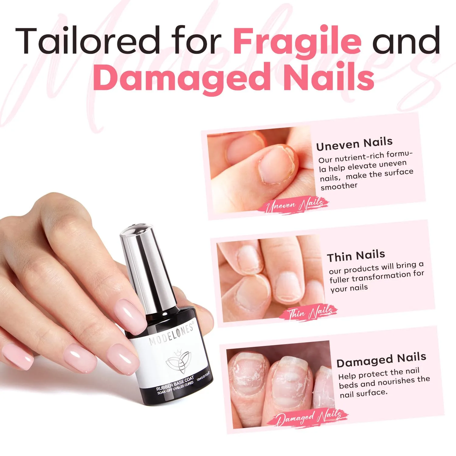 modelones Milky Pink Builder Nail Gel Rubber Base Coat Soap Nails