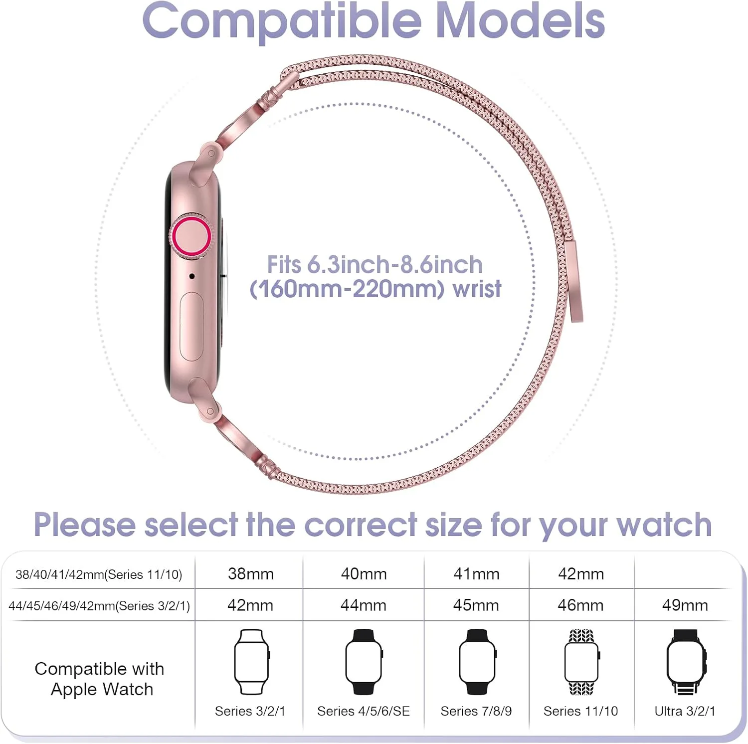 Sculpted Mesh Detail Size M/L Compatible with Apple Watch Bands for Women