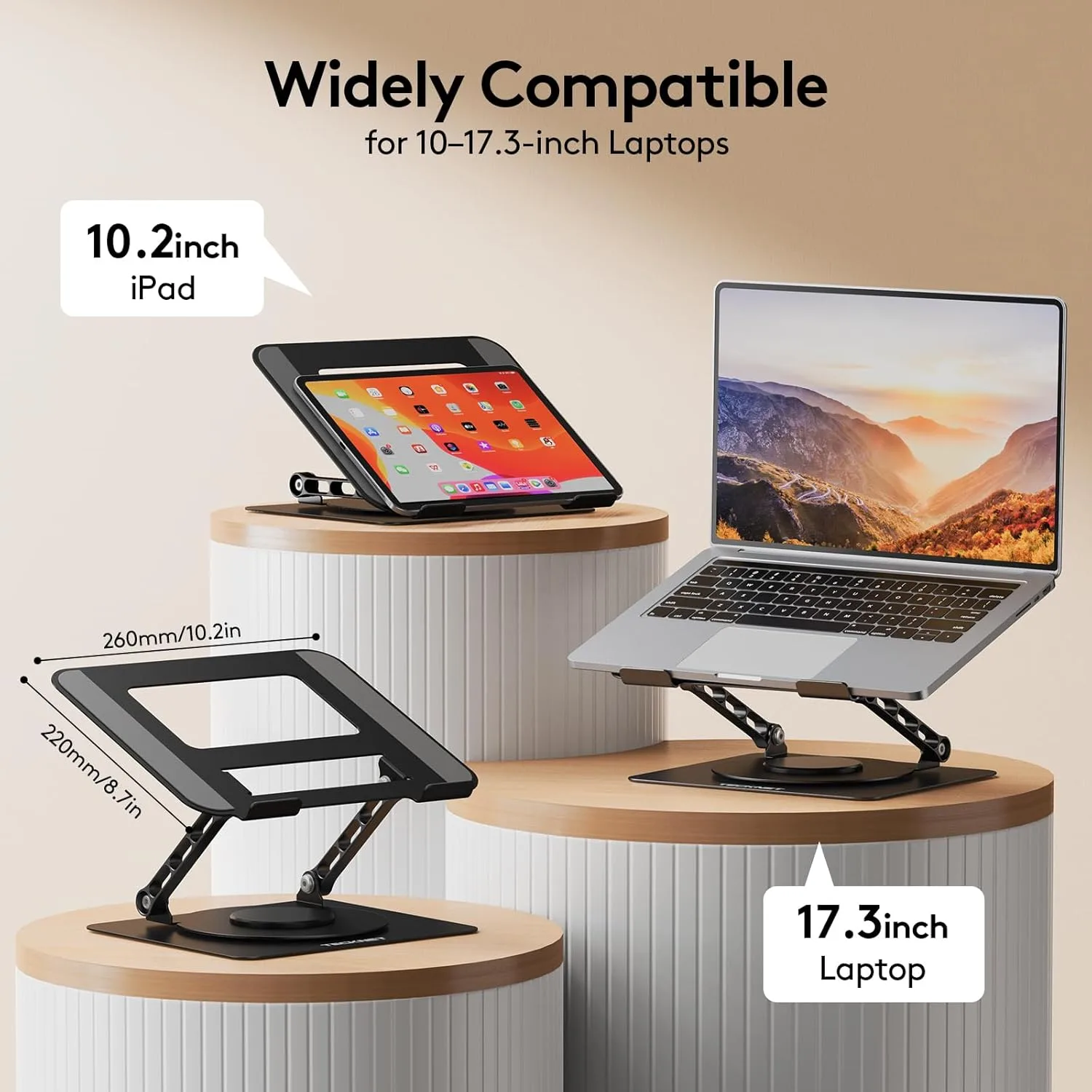 TECKNET Laptop Stand for Desk, 360° Rotating Laptop Stand for 10-17" Laptop