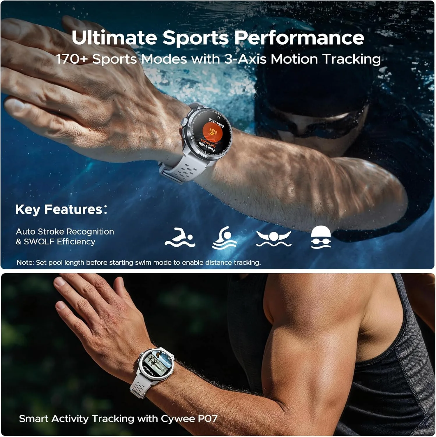 ANYMOVING M1 Smart Watches,Dual-Band GPS & 170+ Sports Modes