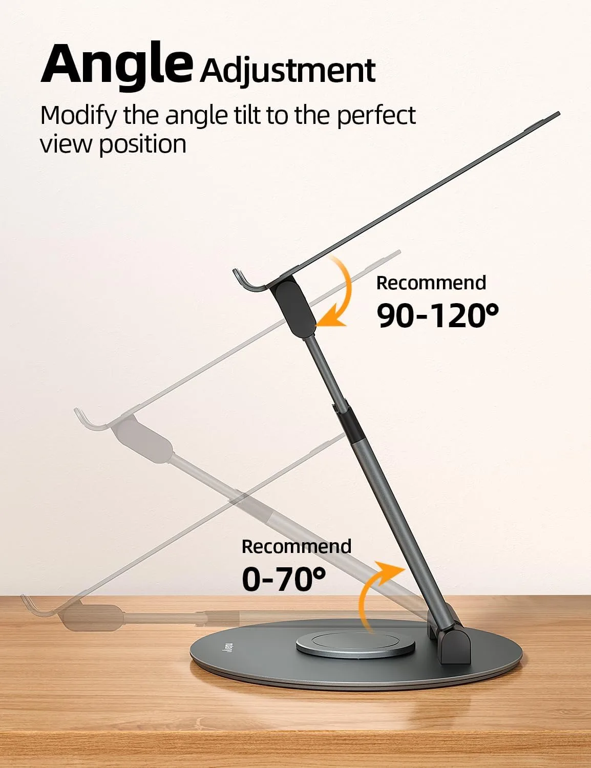 Nulaxy 18" Height Telescopic 360 Rotating Aluminum Laptop Stand Desk, Gray
