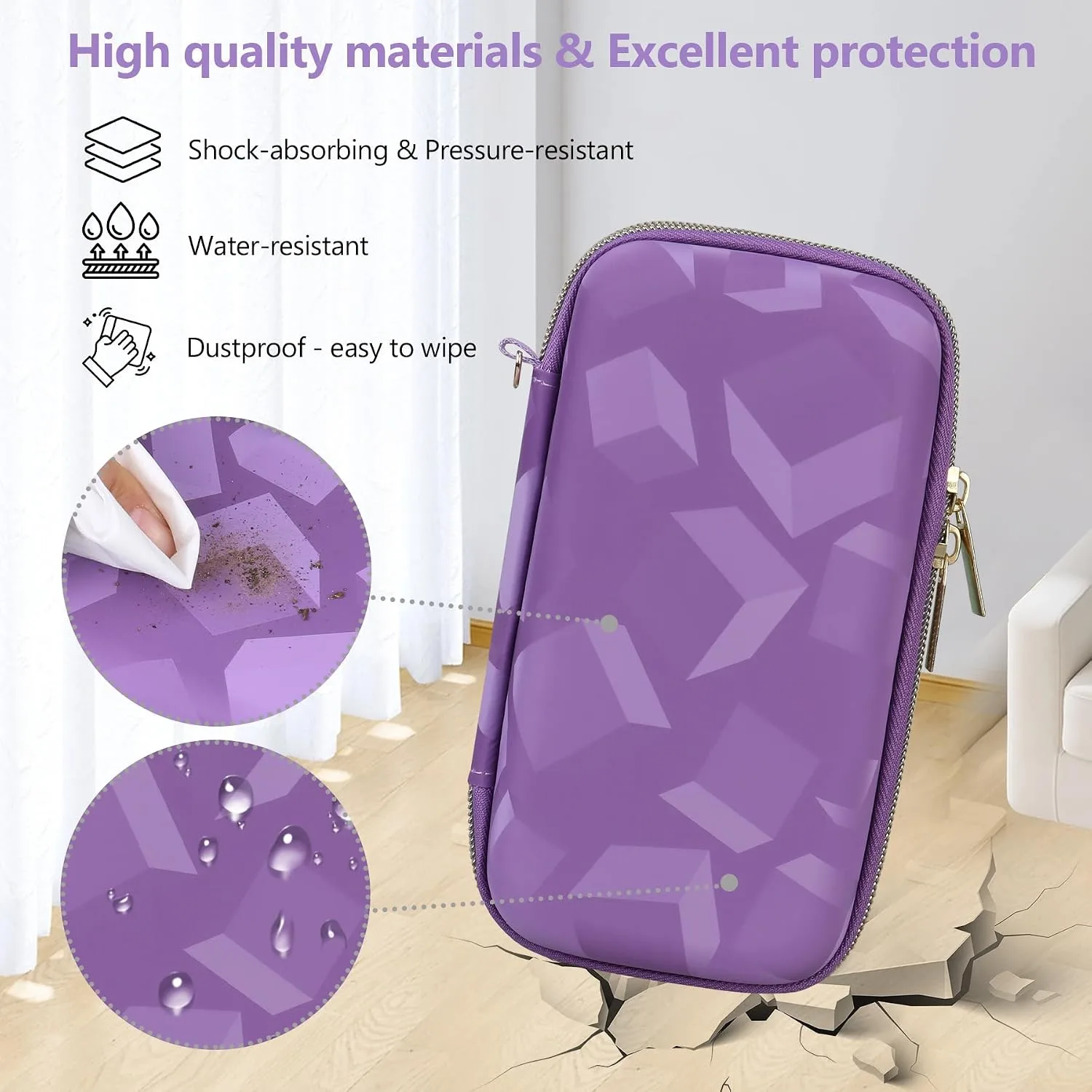 Supmay Hard Carrying Case Compatible with Nintendo DS Lite NDSL, Gameboy Advance Games Storage Holder Travel Bag with Mesh Pocket for USB Charging Cable, Stylus, Earphones, Game Cartridge, Purple