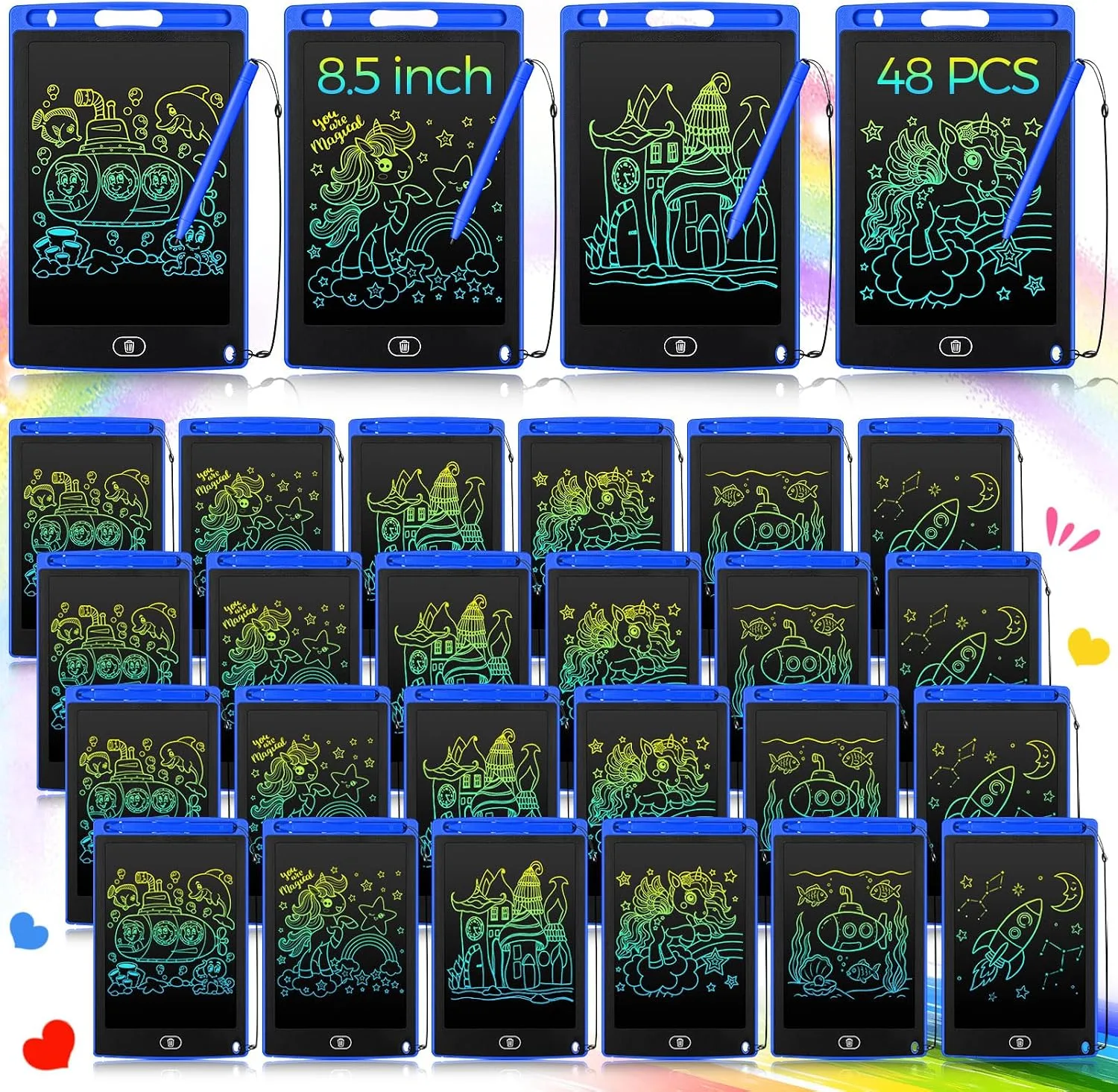 Zhehao 48 Pcs 8.5 Inch LCD Writing Tablet for Kids, Blue