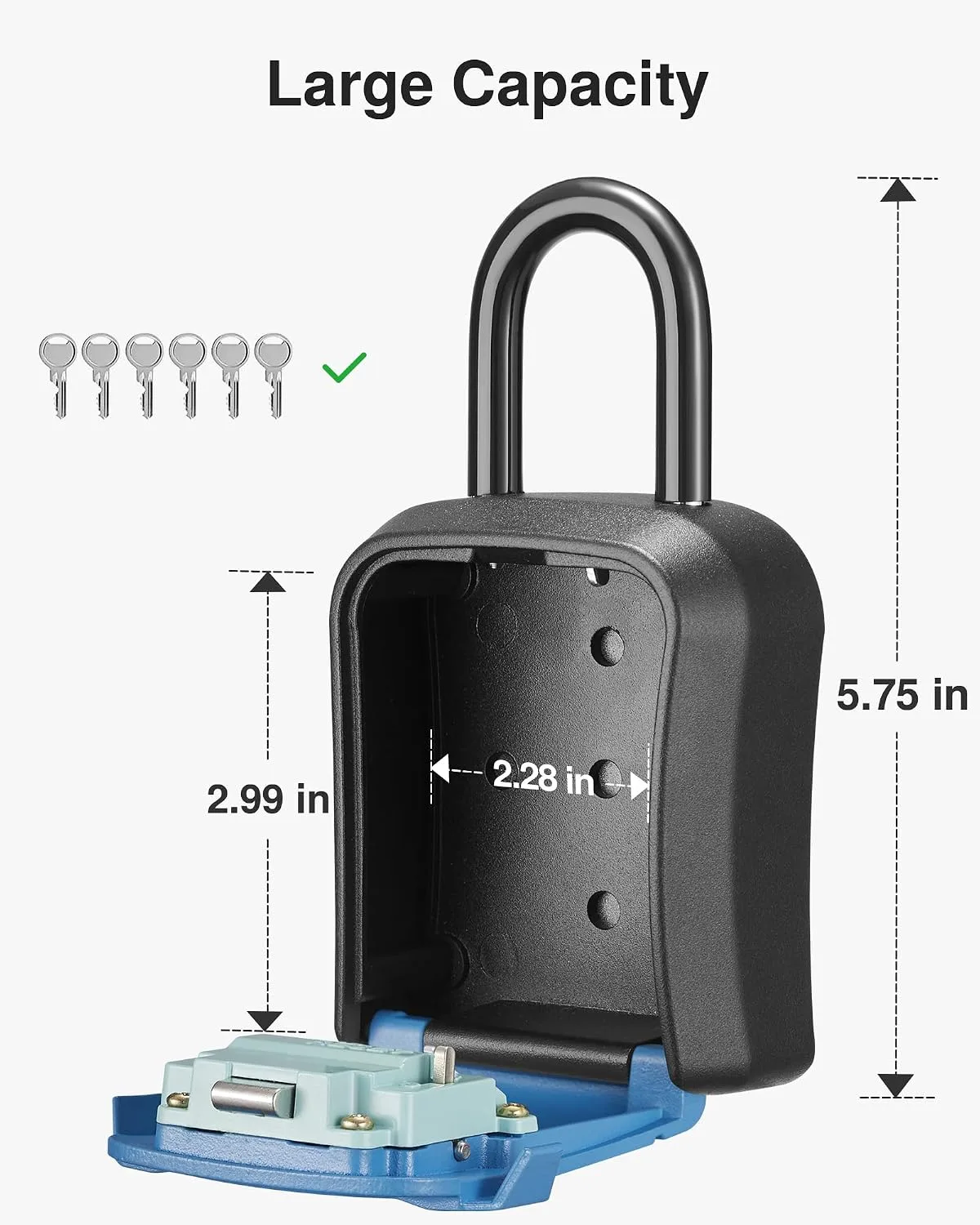 Puroma Key Lock Box for House Keys Combination Lockbox with Code, 1 Blue