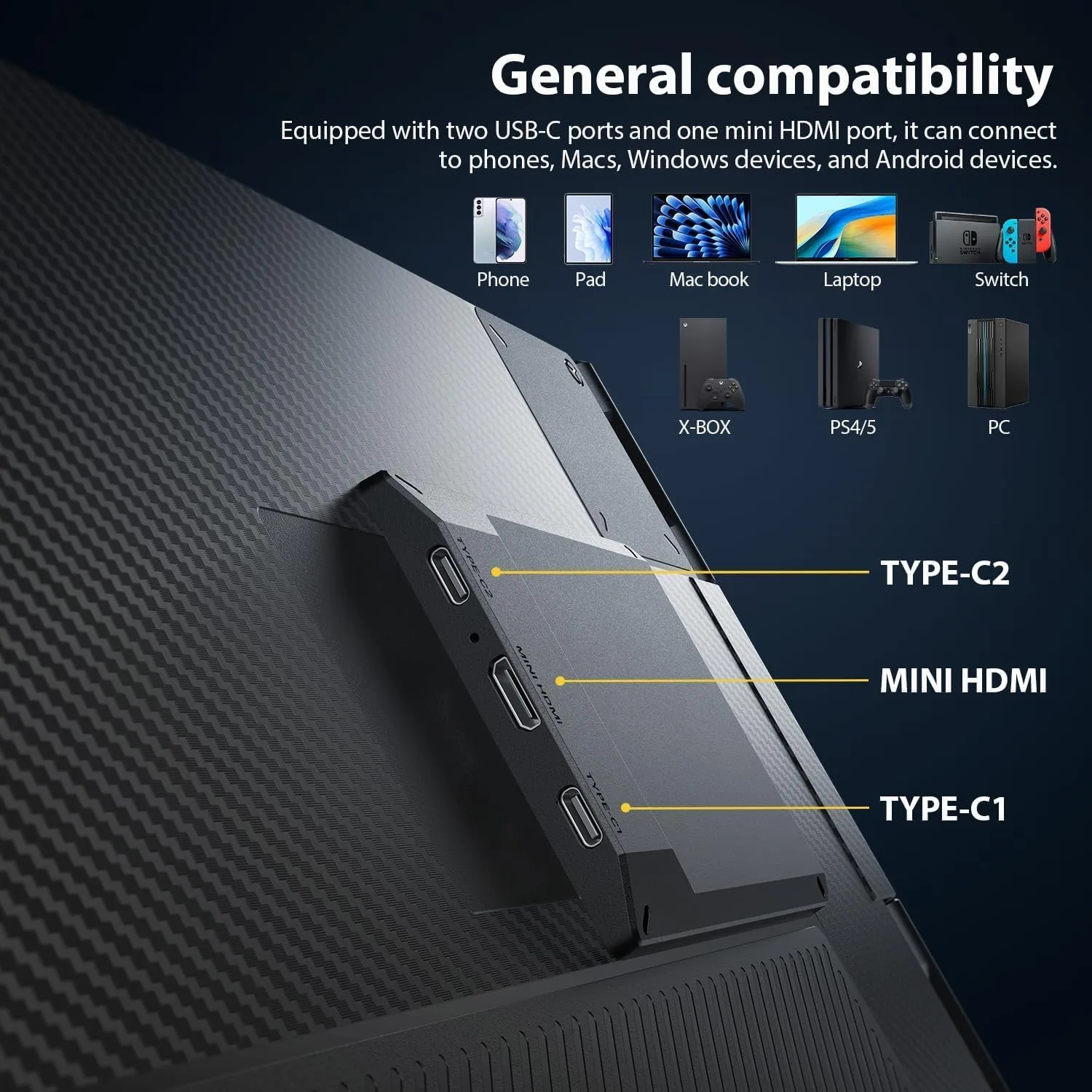 APILDELLA 14" Laptop Screen Extender, FHD 1080P IPS Travel Dual Monitor, 226° Rotation Portable Monitor for Laptops 13-16" with USB-C/HDMI Port, Plug-Play for Win/Mac/Chrome/Android