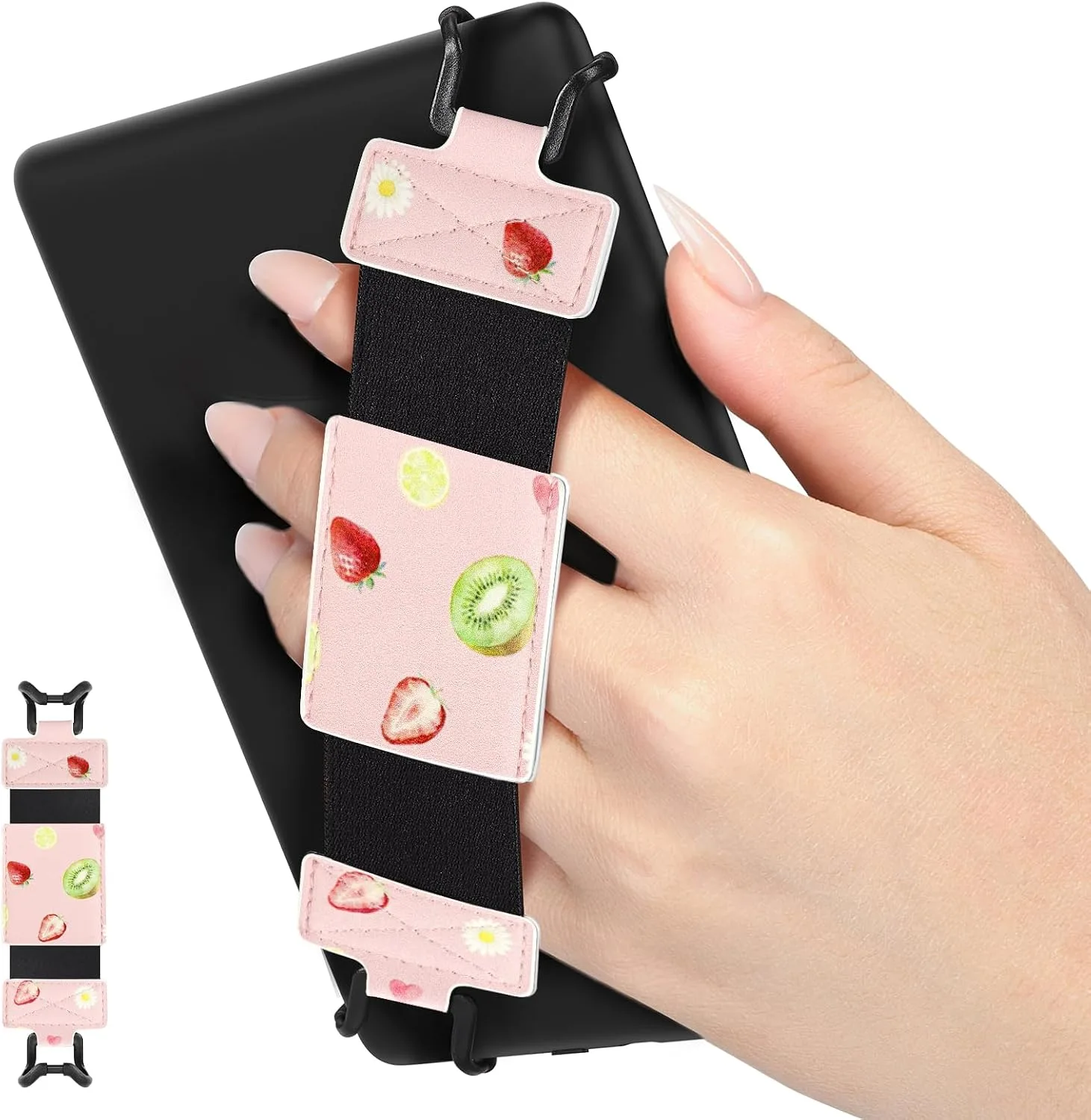 MoKo Soft Hand Strap for 6-8" Kindle eReaders Fire Tablet, Kiwi Strawberry