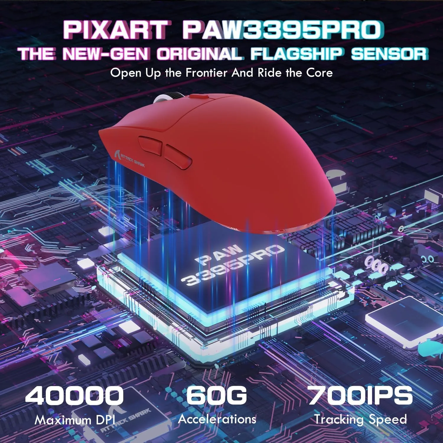 ATTACK SHARK X1 Ultralight Tri Mode Wireless 40000 DPI Gaming Mouse-Red