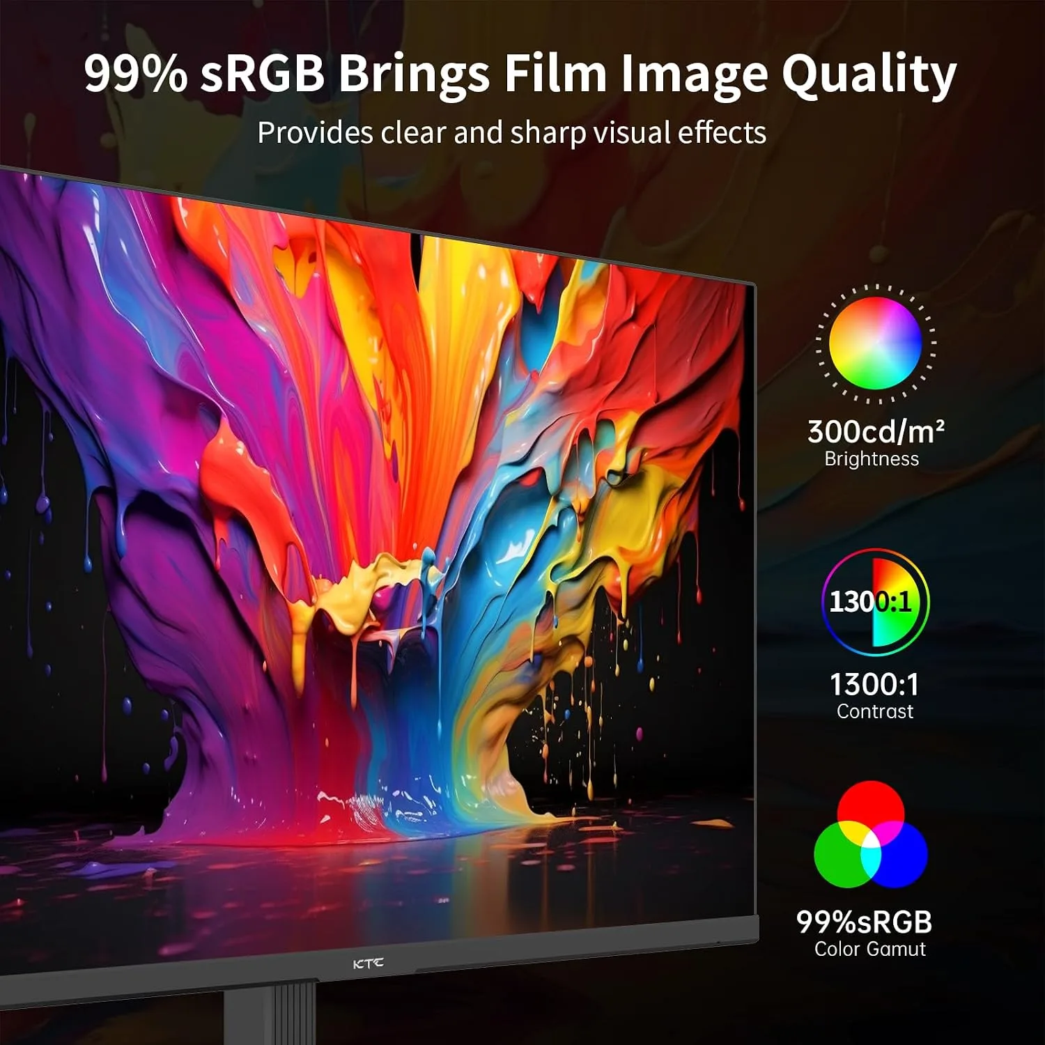KTC 24 Inch QHD IPS Computer Monitor, 100Hz Zero-Frame 2K for Gaming Office