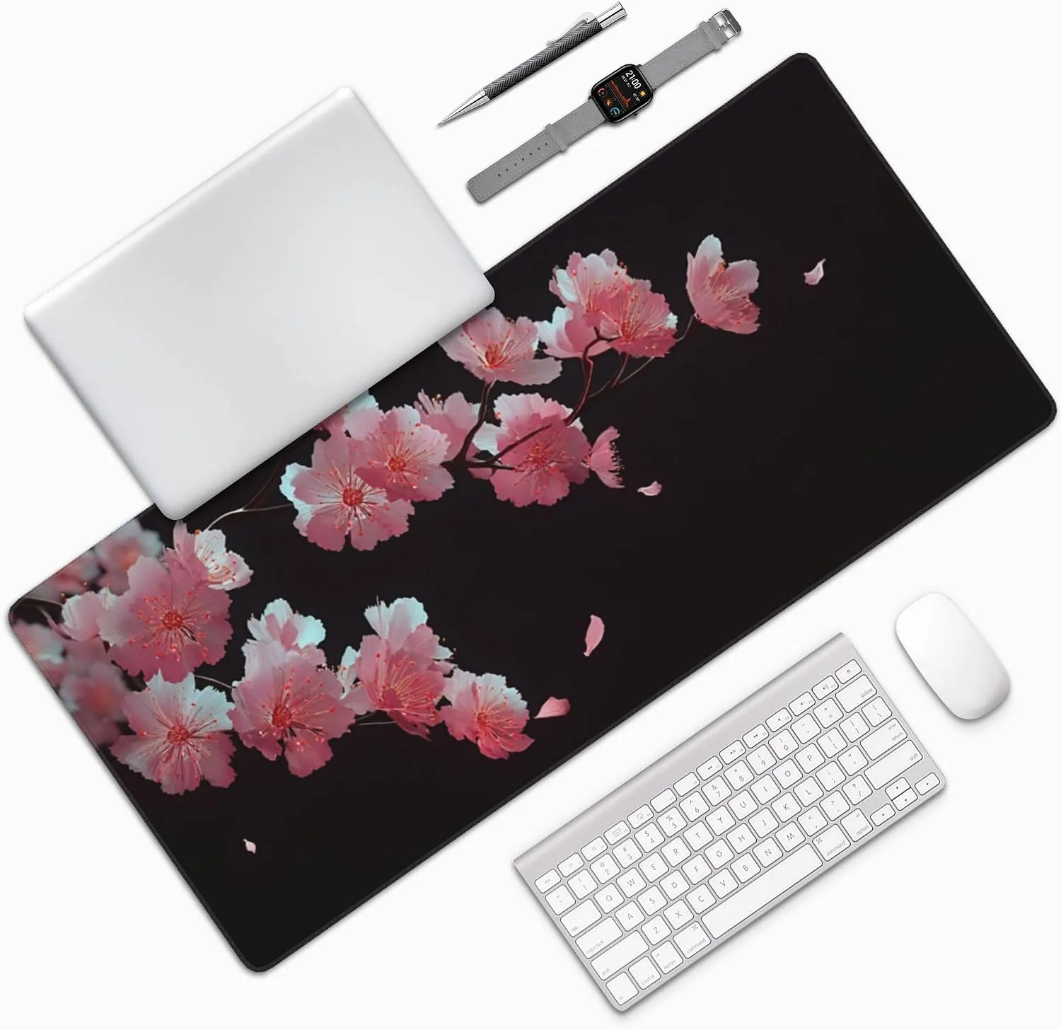 Cherry Blossom Extended Gaming Mouse Pad, Non-Slip Rubber Base, Washable, Oversized Desk Mat, 35.4" x 15.7" Inches