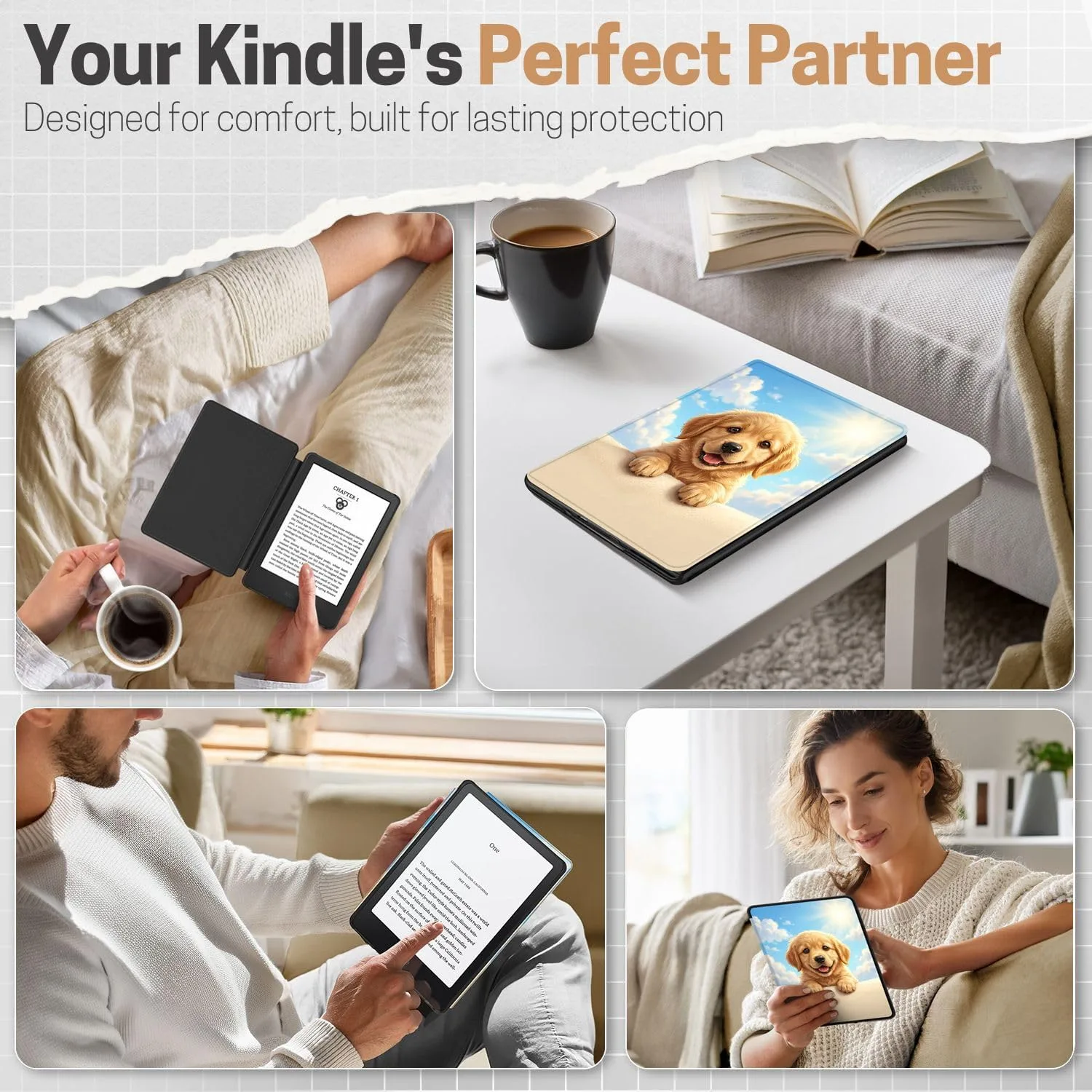 TNP Kindle Paperwhite 12th Gen Case, Colorsoft 7-Inch Cover, Dog Smile