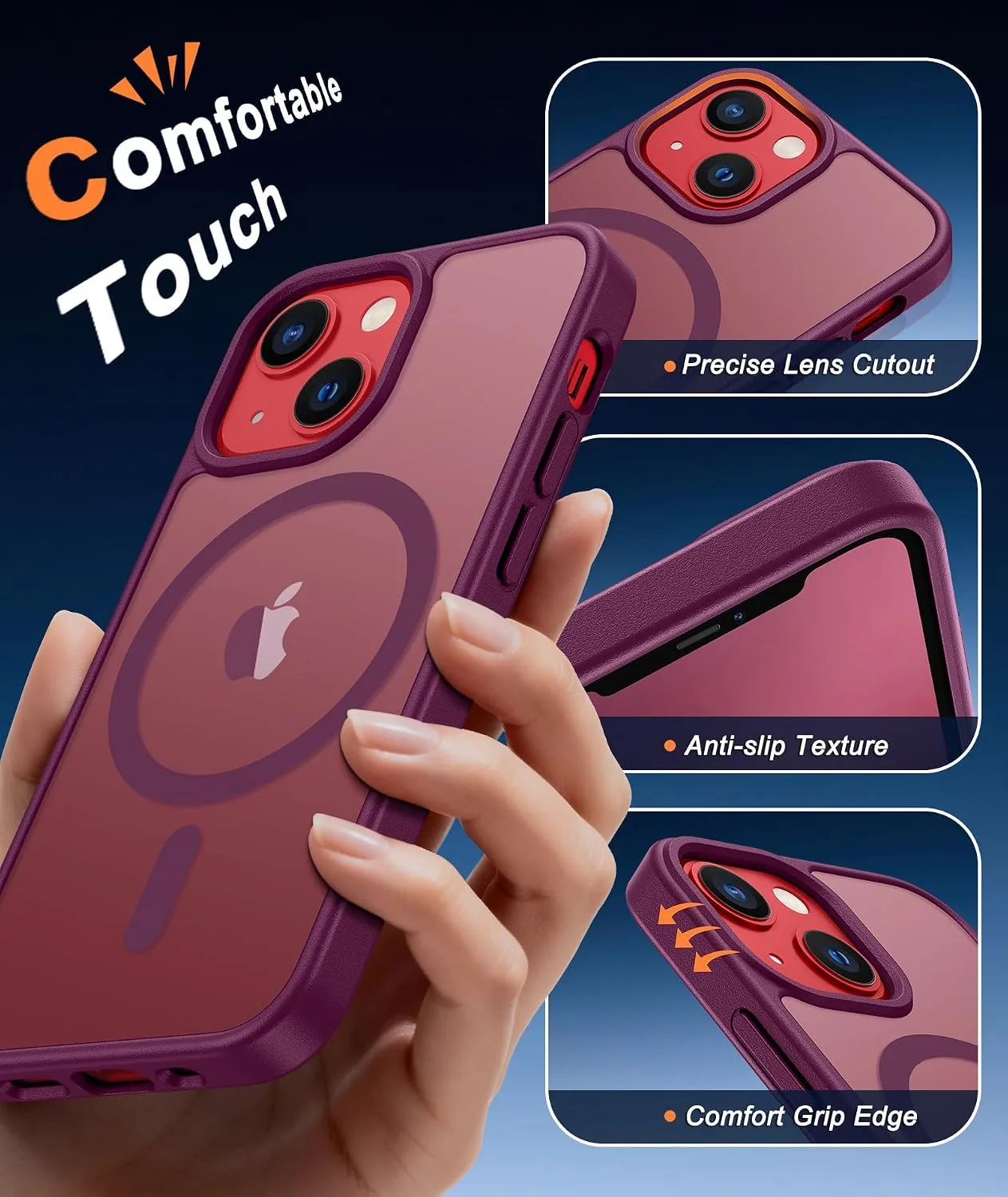 FNTCASE for iPhone 13 Mini/iPhone 12 Mini Case Fit for MagSafe Wine Red