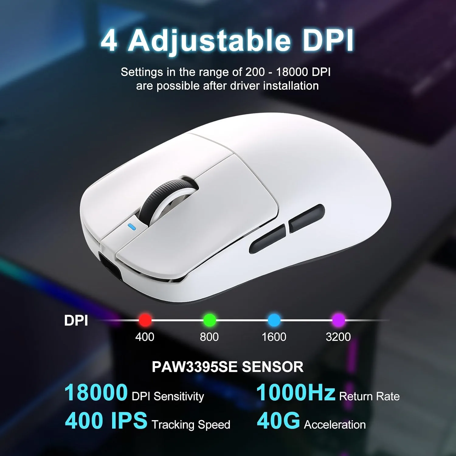 ATK R1 SE+ Wireless Gaming Mouse, 18000 DPI,Tri-Mode Mouse(White)