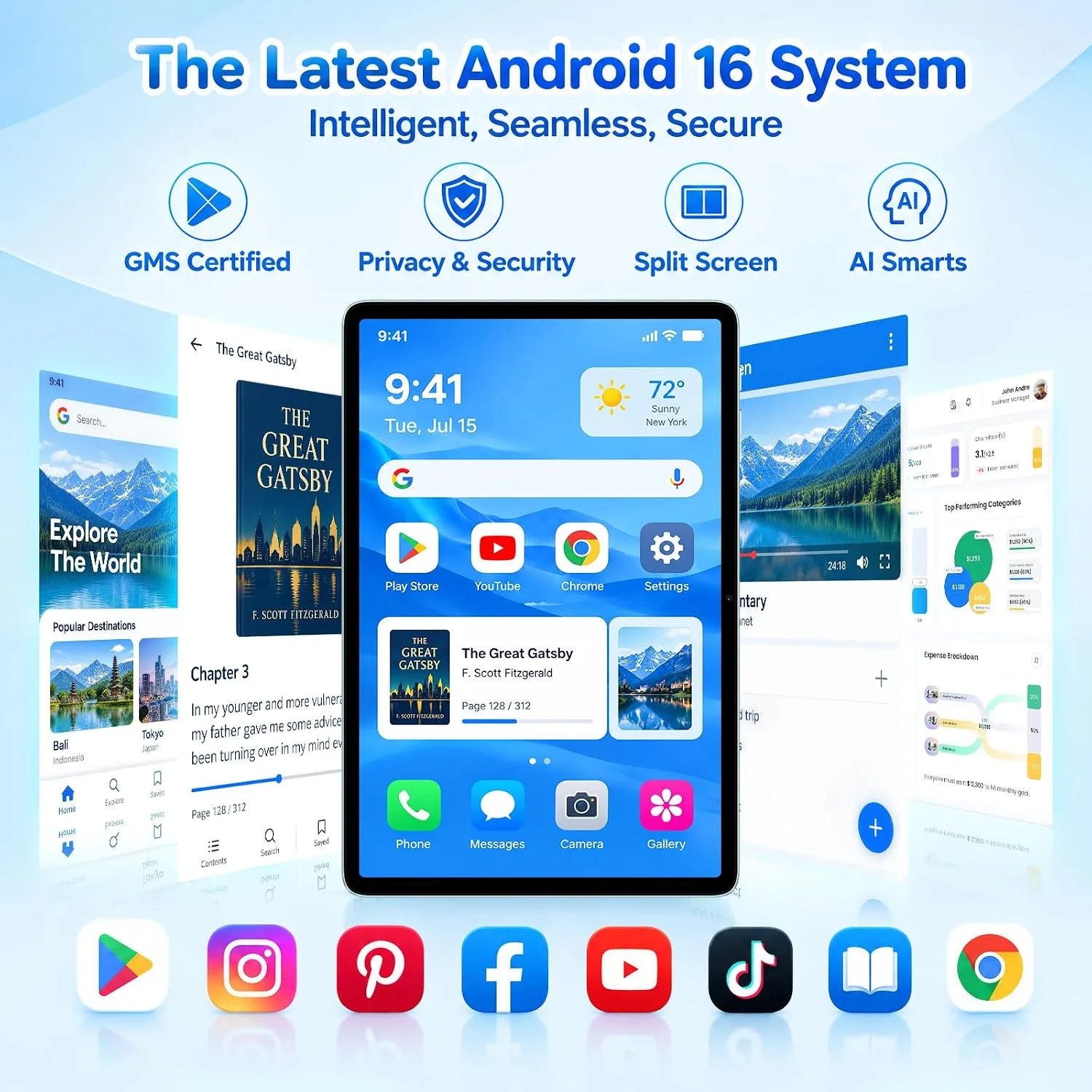 TECLAST Android 16 Tablet 10 Inch, Octa-Core CPU IPS 5GHz WiFi Dual Camera