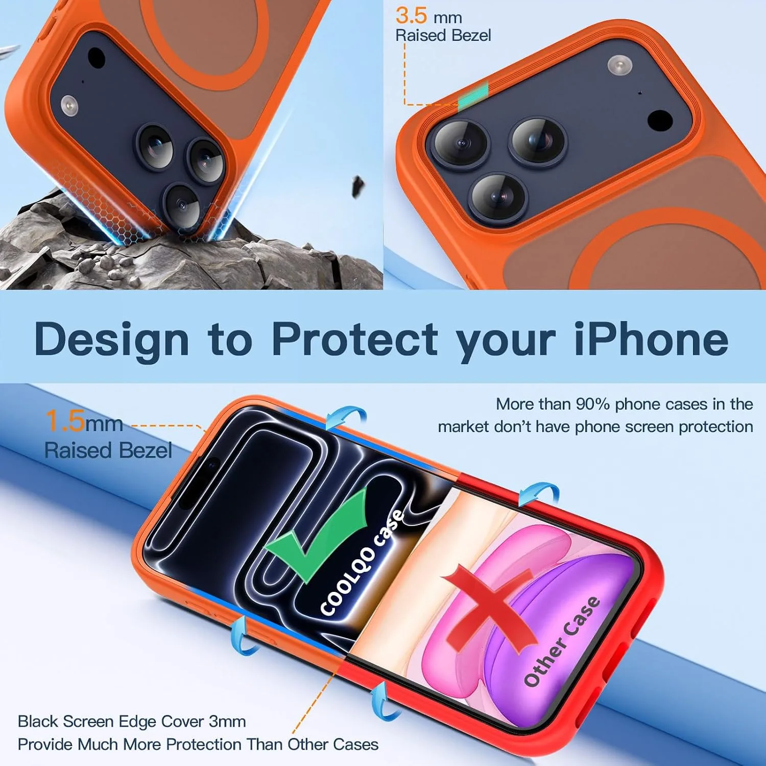 COOLQO Magnetic for iPhone 18/17 Pro Case, Translucent Matte, Orange