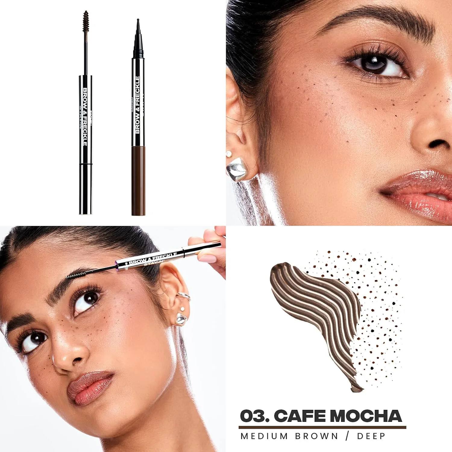 Sacheu Brow & Freckle STAY-N, 2-in-1 Brow Gel & Freckle Pen, Cafe Mocha