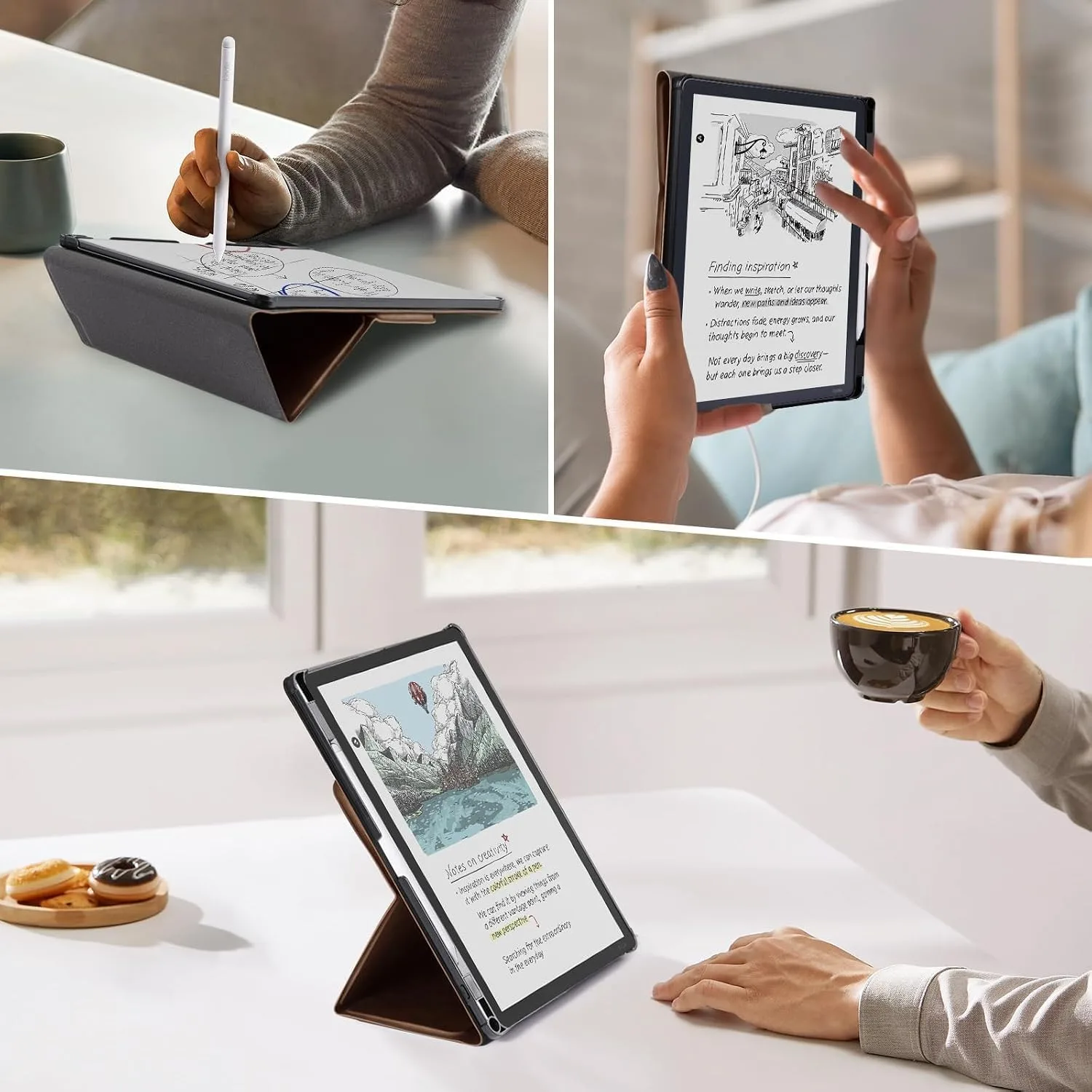 CoBak Case for 11" Kindle Scribe 3rd Generation 2025, Kindle Scribe Colorsoft with Two Viewing Angles - All New PU Leather Cover with Auto Sleep Wake, Pen Holder. Retro Brown