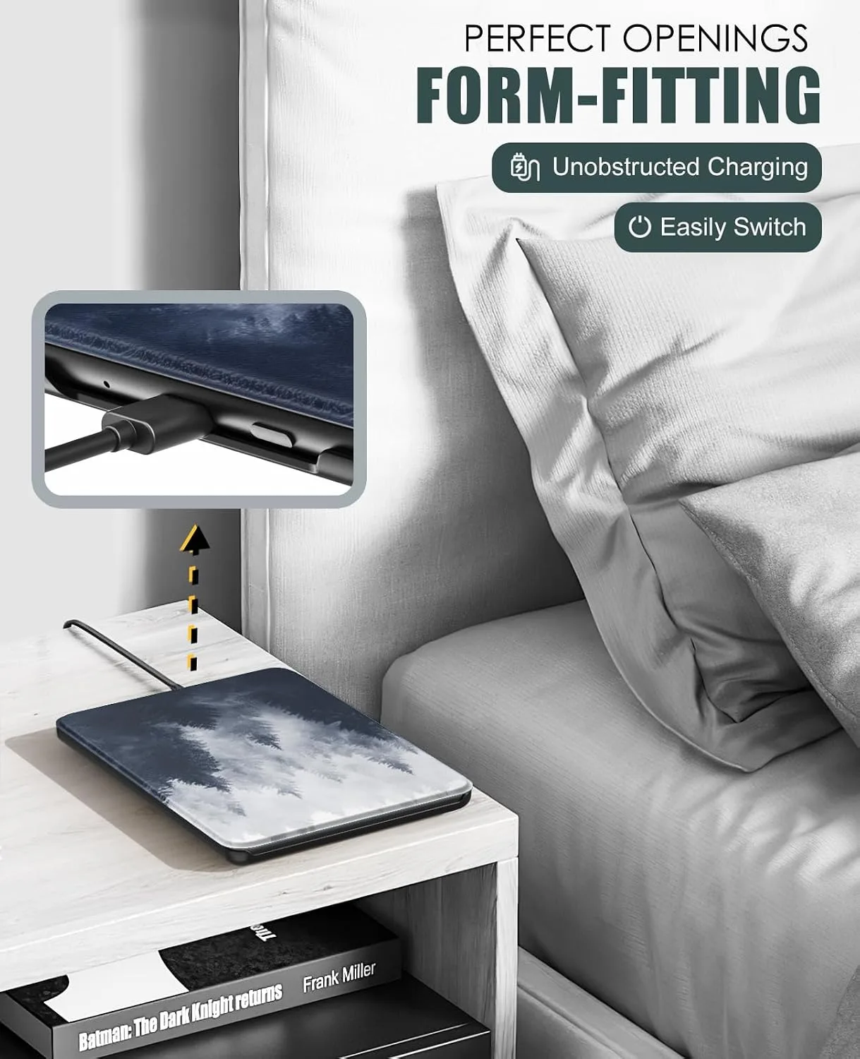 MoKo Case for 7" Kindle Paperwhite 12th Gen&Colorsoft 2024, Gray Forest