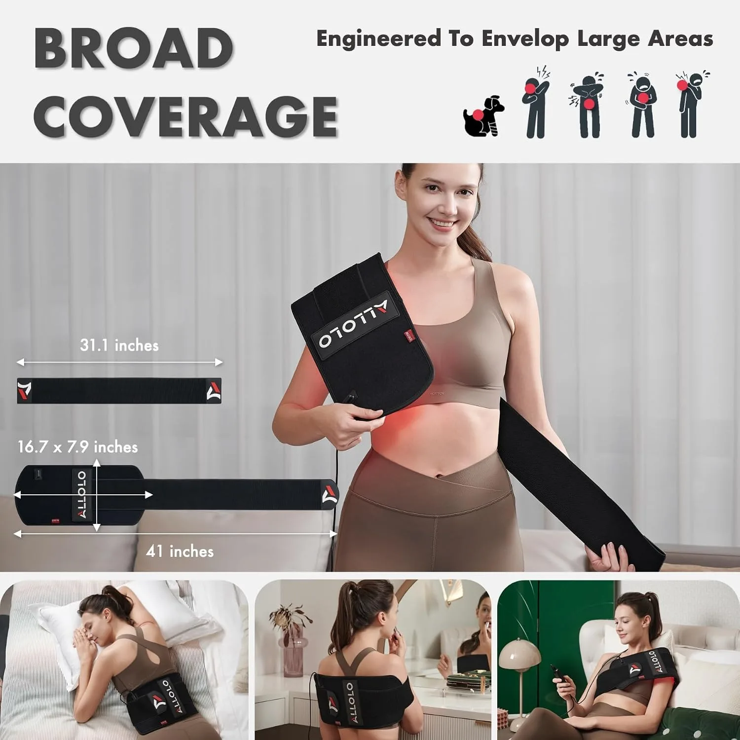 ALLOLO Red Light Therapy for Body, 3 in 1 LEDs Red Light Therapy Belt