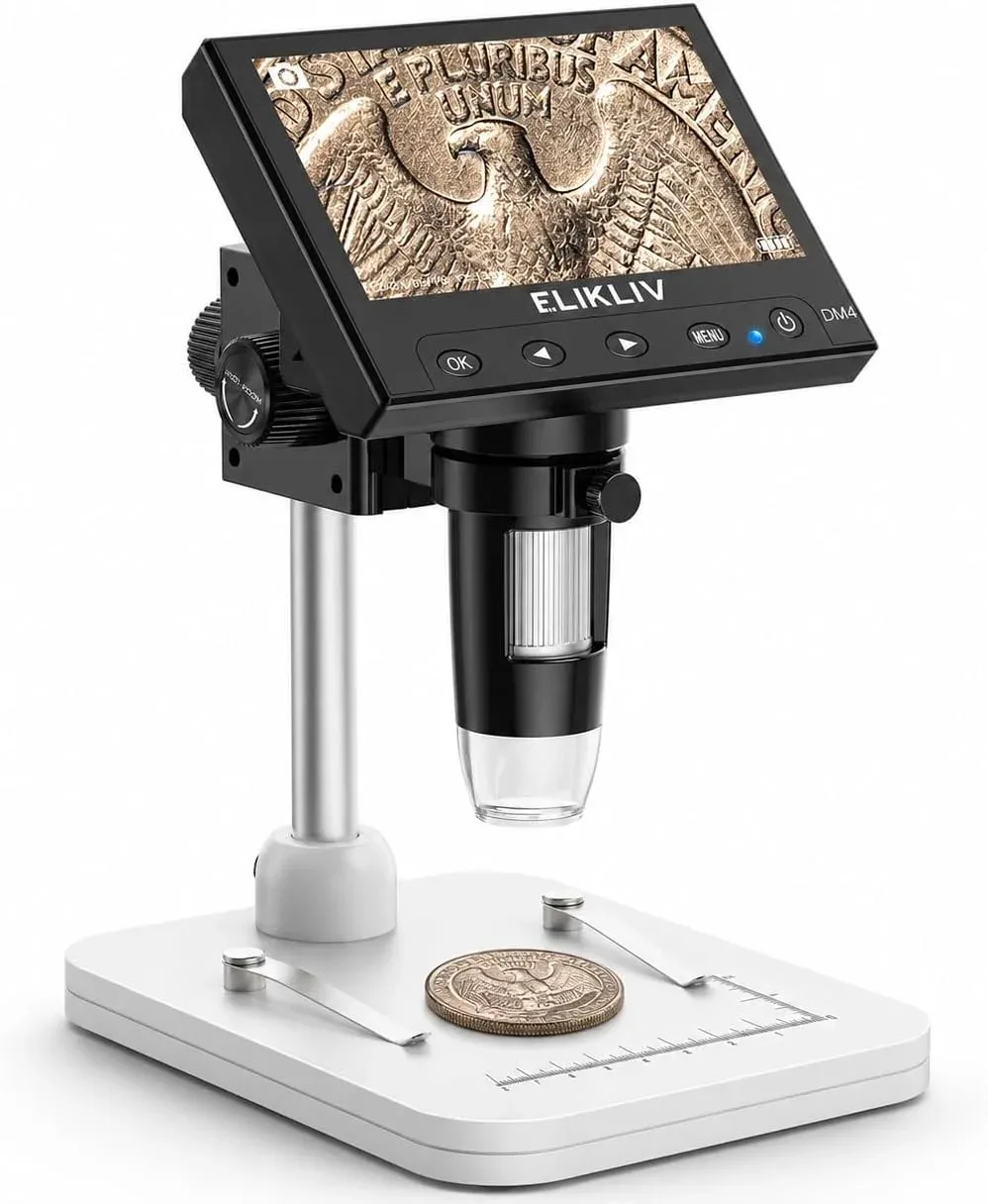Microscopio Digital Elikliv EDM4 LCD 1000x con 8 Luces LED Ajustables