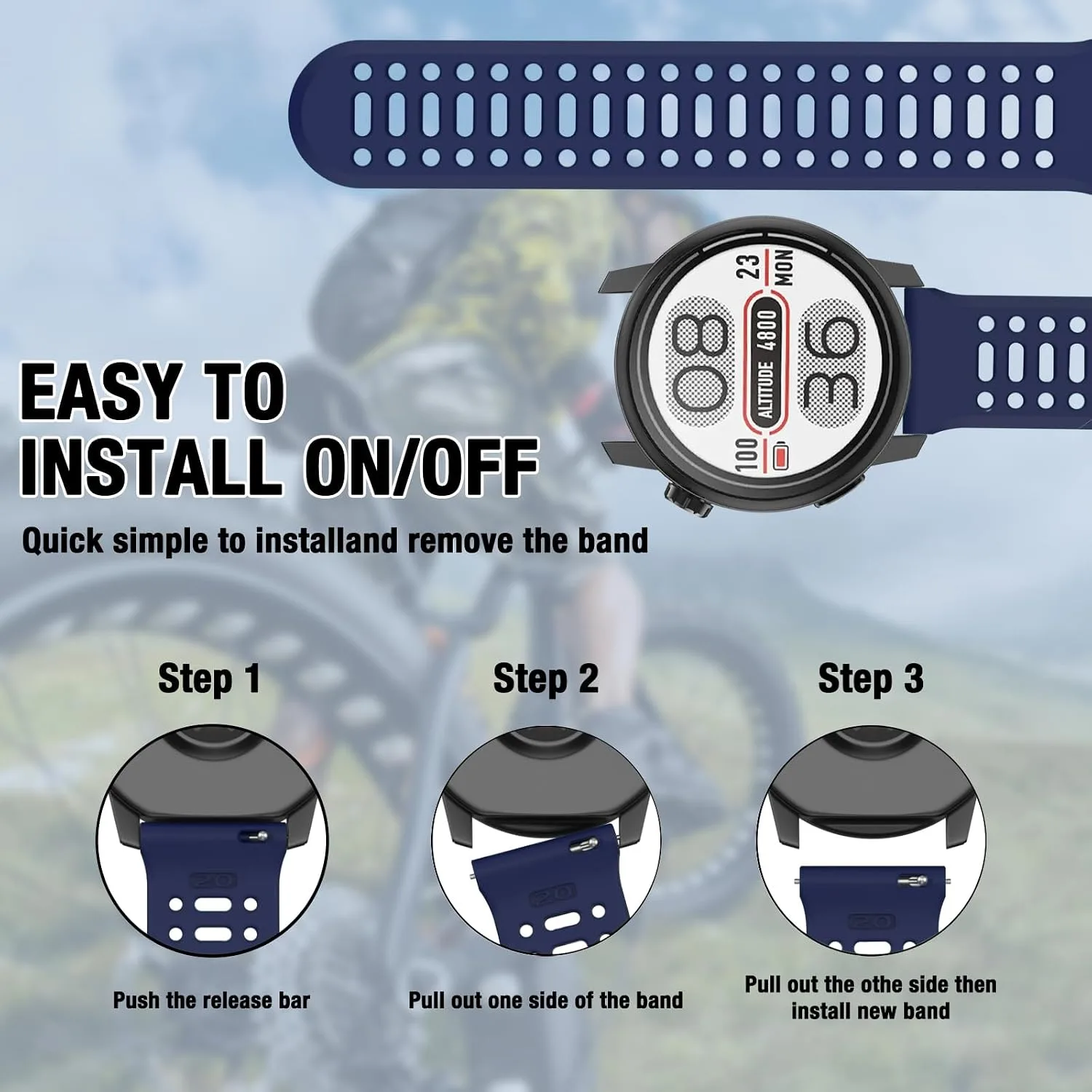 Watch Band for Coros PACE 2/APEX 2/APEX 42mm, 20mm Quick Release Silicone Replacement Band