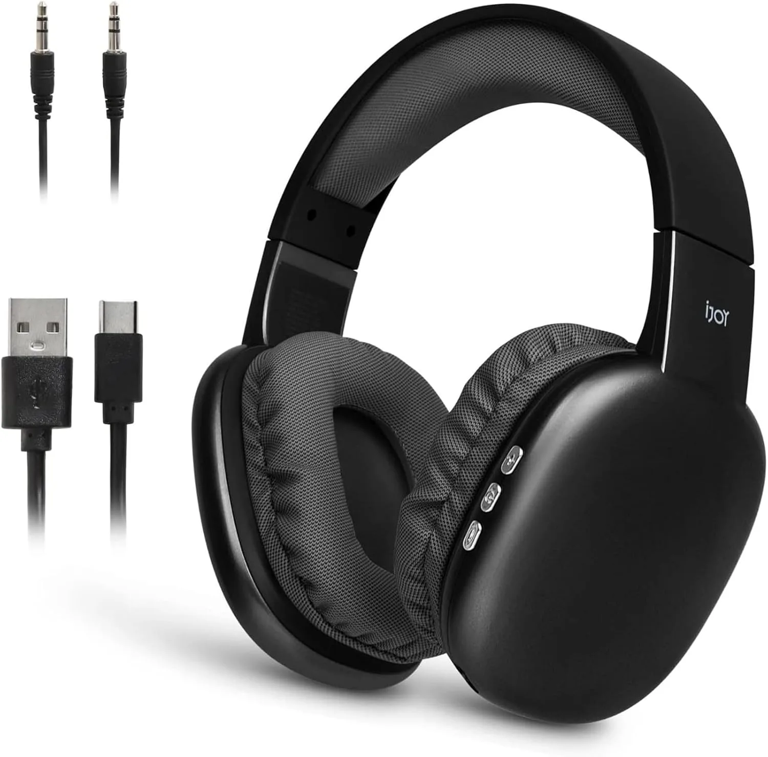 iJoy Ultra Wireless Over-Ear Bluetooth Headphones with Mic,10H Playtime, Bluetooth Headset with Backup Wire & SD Slot, Wireless Headphones for Work, School & Gym (Black)