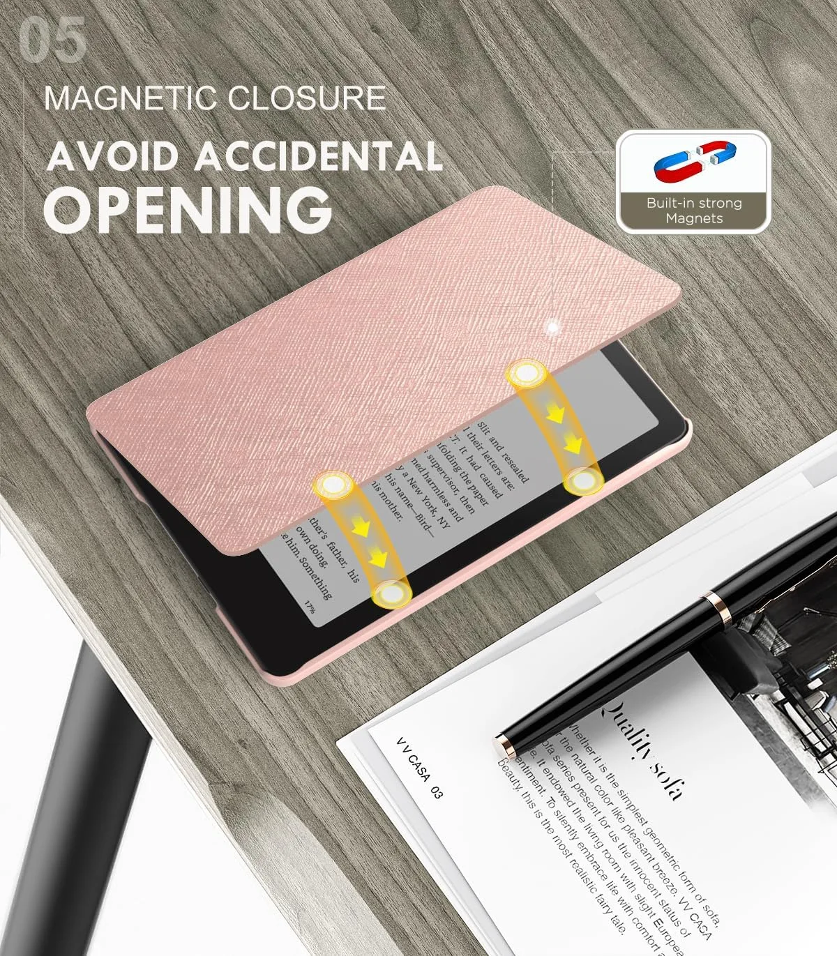 MoKo Case for 7" Kindle Paperwhite 12th Gen 2024/Colorsoft, Rose Gold