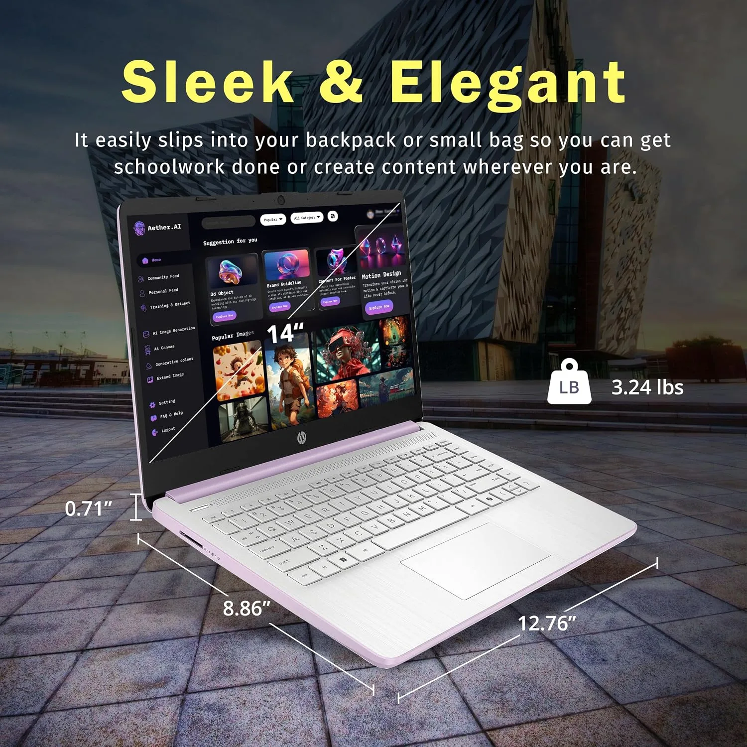 HP Stream 14" HD Laptop, Intel Processor N150, 4GB RAM, 128GB UFS, Intel Graphics, Webcam, Bluetooth, Windows 11s, Purple (Renewed)
