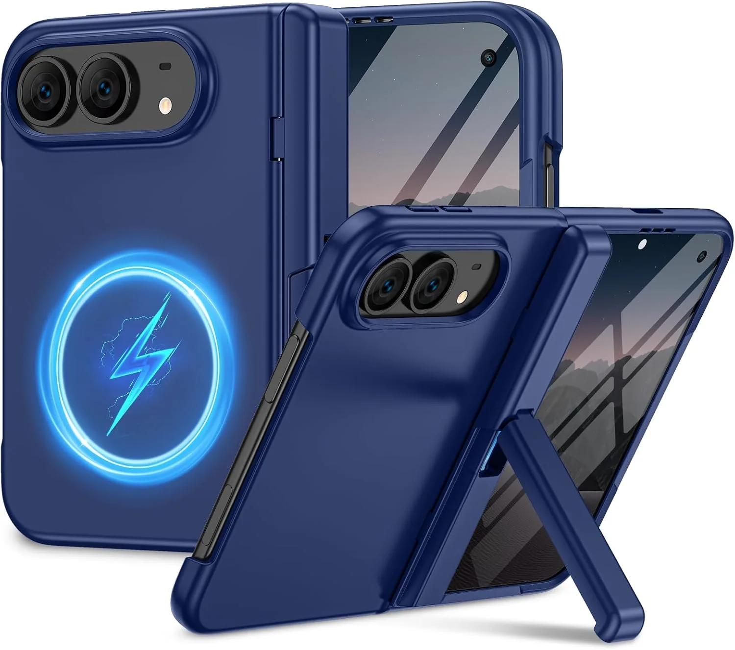 Funda para iPhone Caka Duo con protector de pantalla y soporte oculto Azul