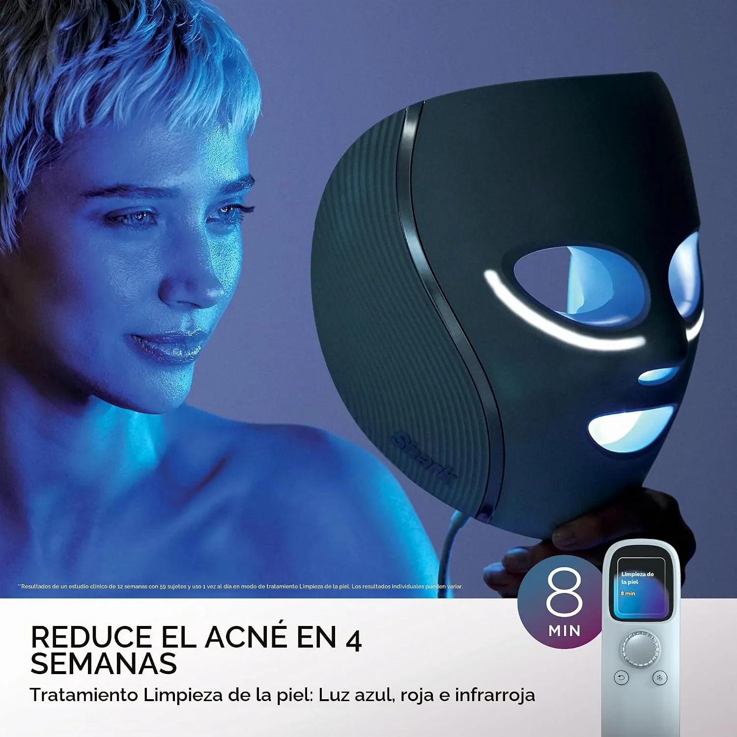 Shark CryoGlow LED Face Mask, Red Light Therapy, Under-Eye Cooling, FW312PK