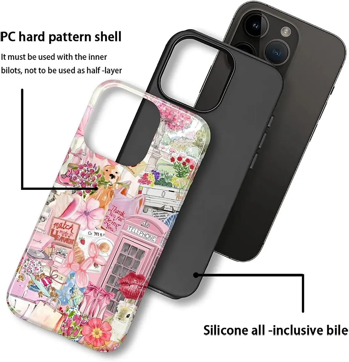 DAIZAG Case for iPhone 12 Pro Max,Mixed 2 Layer Design Shockproof Soft TPU Ddouble Protection Phone Case for iPhone 12 Pro Max-Cute Pink Animal Garden Collage