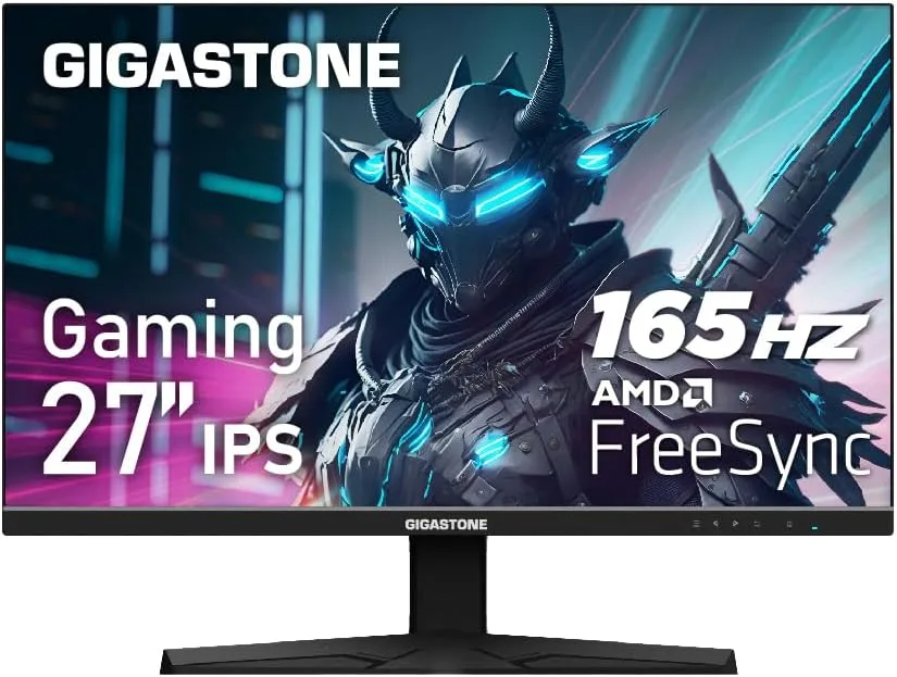 Gigastone 27 inch IPS LED Back Light Gaming Monitor 165Hz FHD 1920 x 1080, 178° Wide View Frameless PC Monitor, Built-in Speakers, FreeSync, Eye Care Technology, Ergonomic Tilt VESA Mount,DP,HDMI