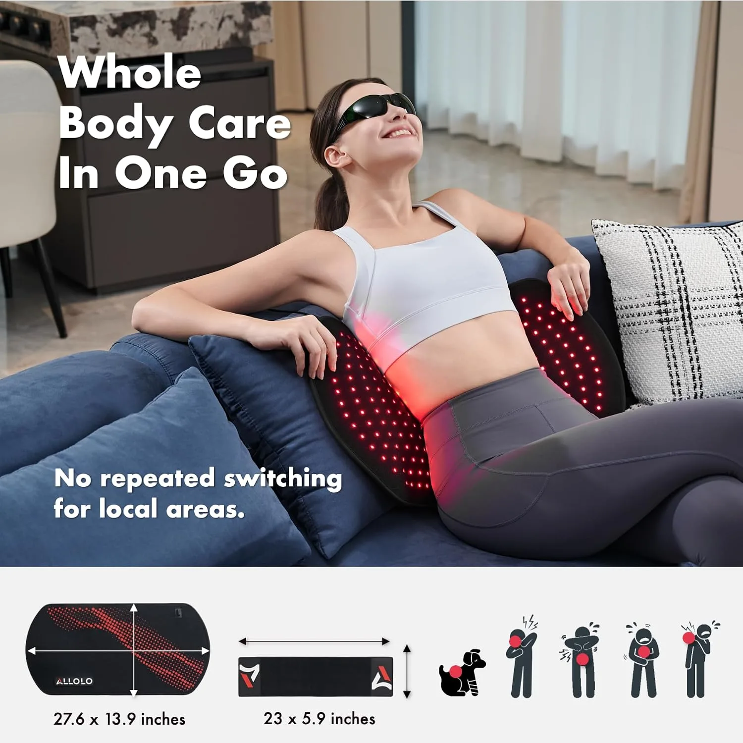 ALLOLO Red Light Therapy for Body, 3 in 1 LEDs Red Light Therapy Belt