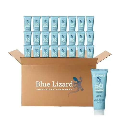 Blue Lizard Sensitive Mineral Sunscreen Lotion, SPF 50, 1 fl oz, 24-Pack