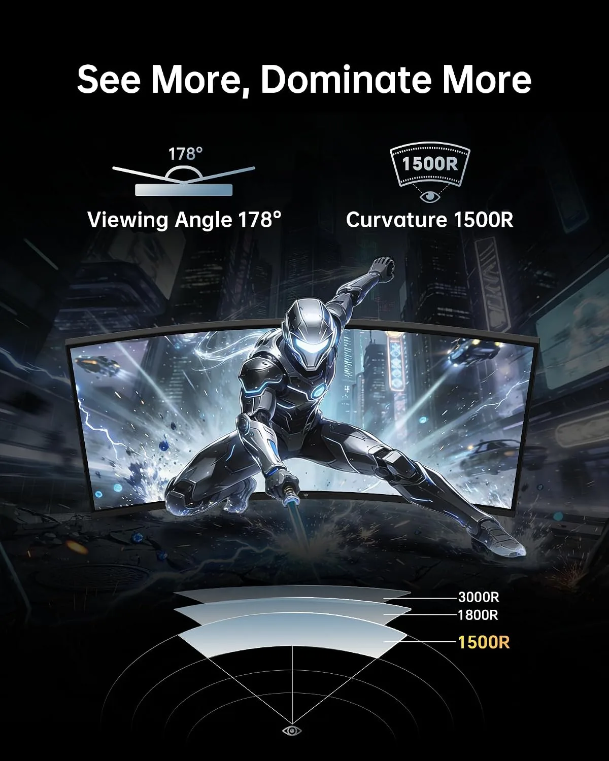 KTC 24 Inch Curved 240Hz Gaming Monitor, FHD 1500R Curve, 3000:1, H24S17P