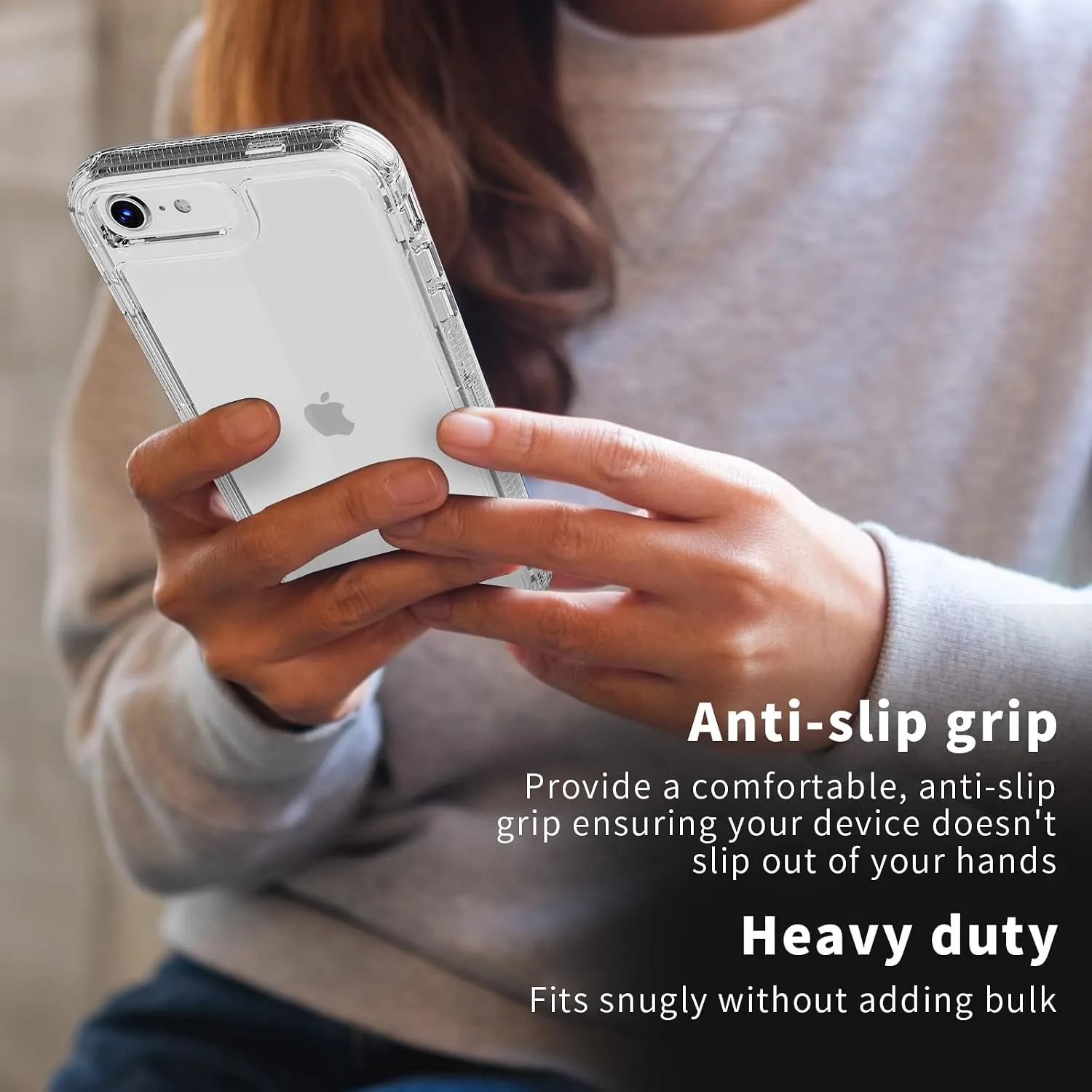 X-belmox Heavy Duty Clear Phone Case for iPhone SE 2022 (3rd Gen) - Clear