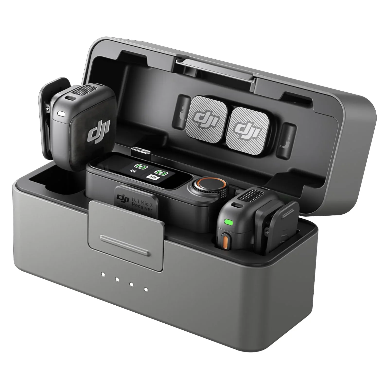 Micrófono inalámbrico DJI Mic 3 con 2 transmisores, 1 receptor y estuche de carga